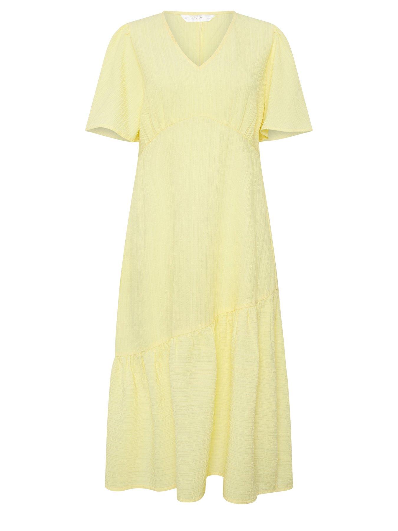 Image 5 of 5 of PixieGirl Petite Textured Asymmetric Midi Dress