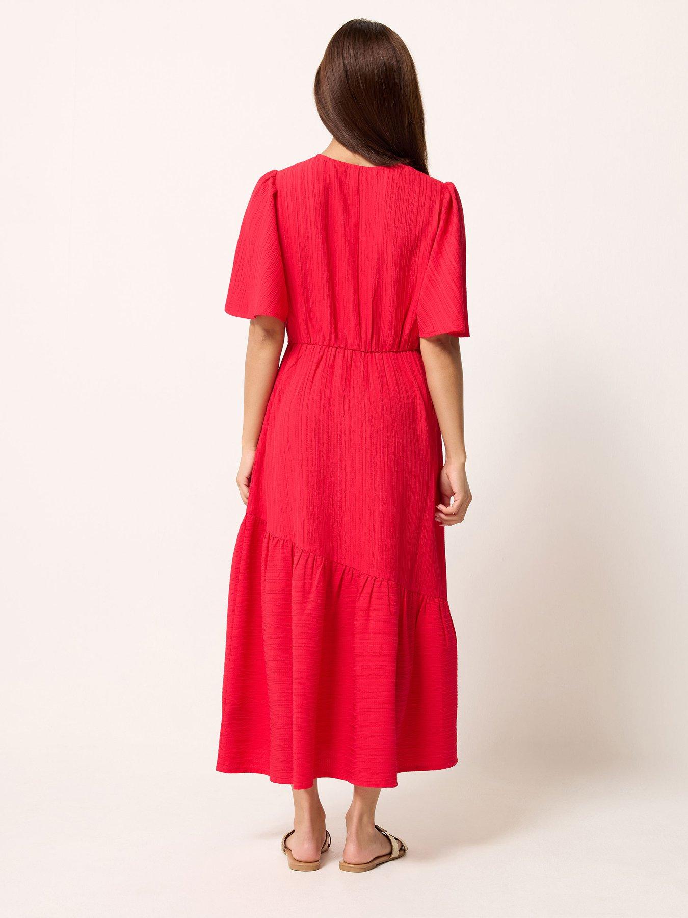Image 2 of 4 of PixieGirl Petite Textured Asymmetric Midi Dress