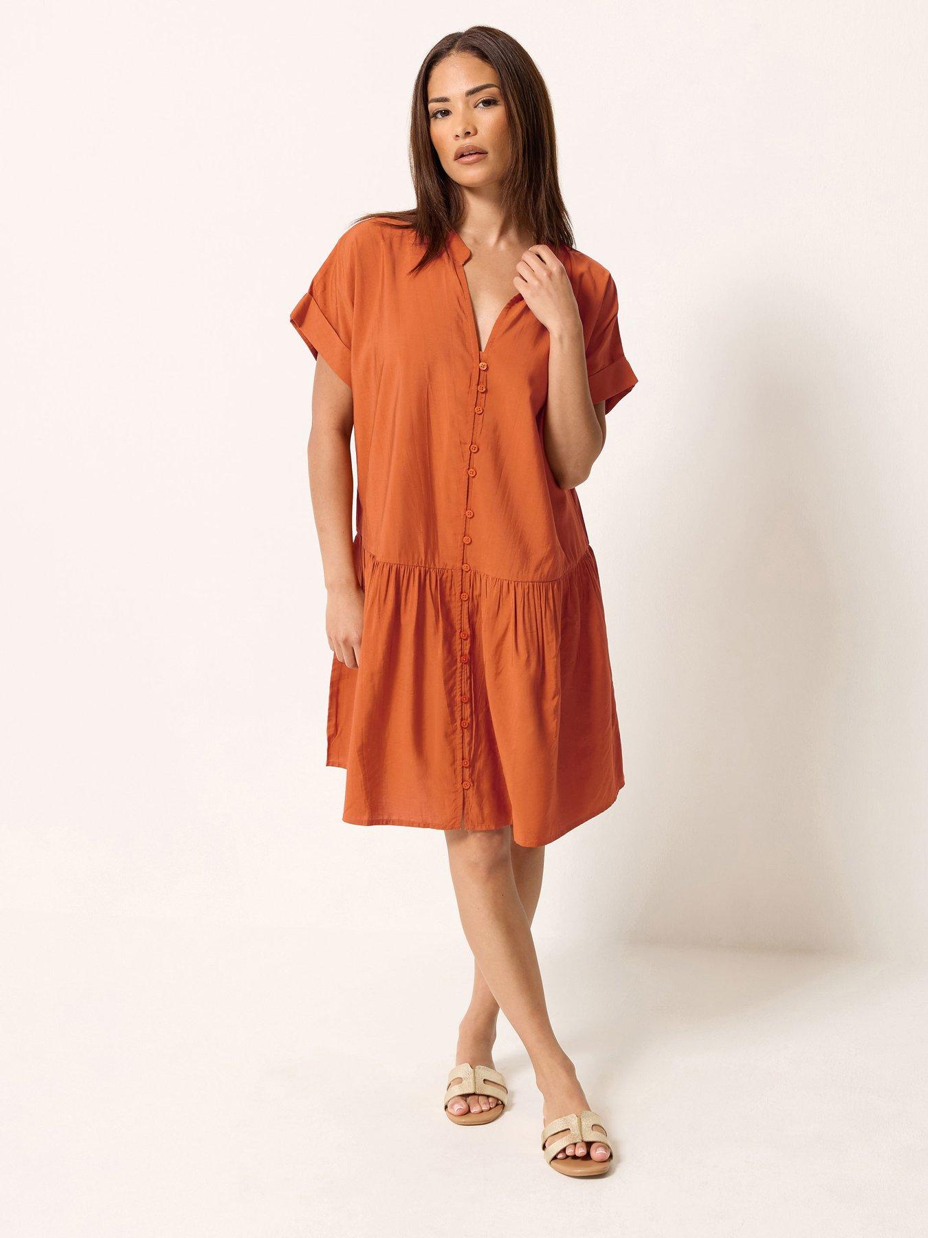 Image 3 of 5 of PixieGirl Petite Button Through Drop Waist Dress