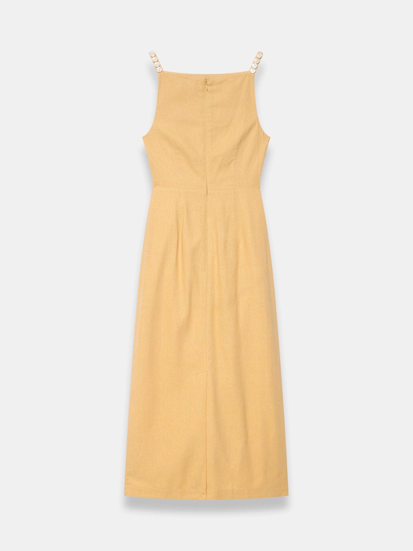 Image 6 of 6 of Mint Velvet Wrap Linen Midi Dress - Yellow