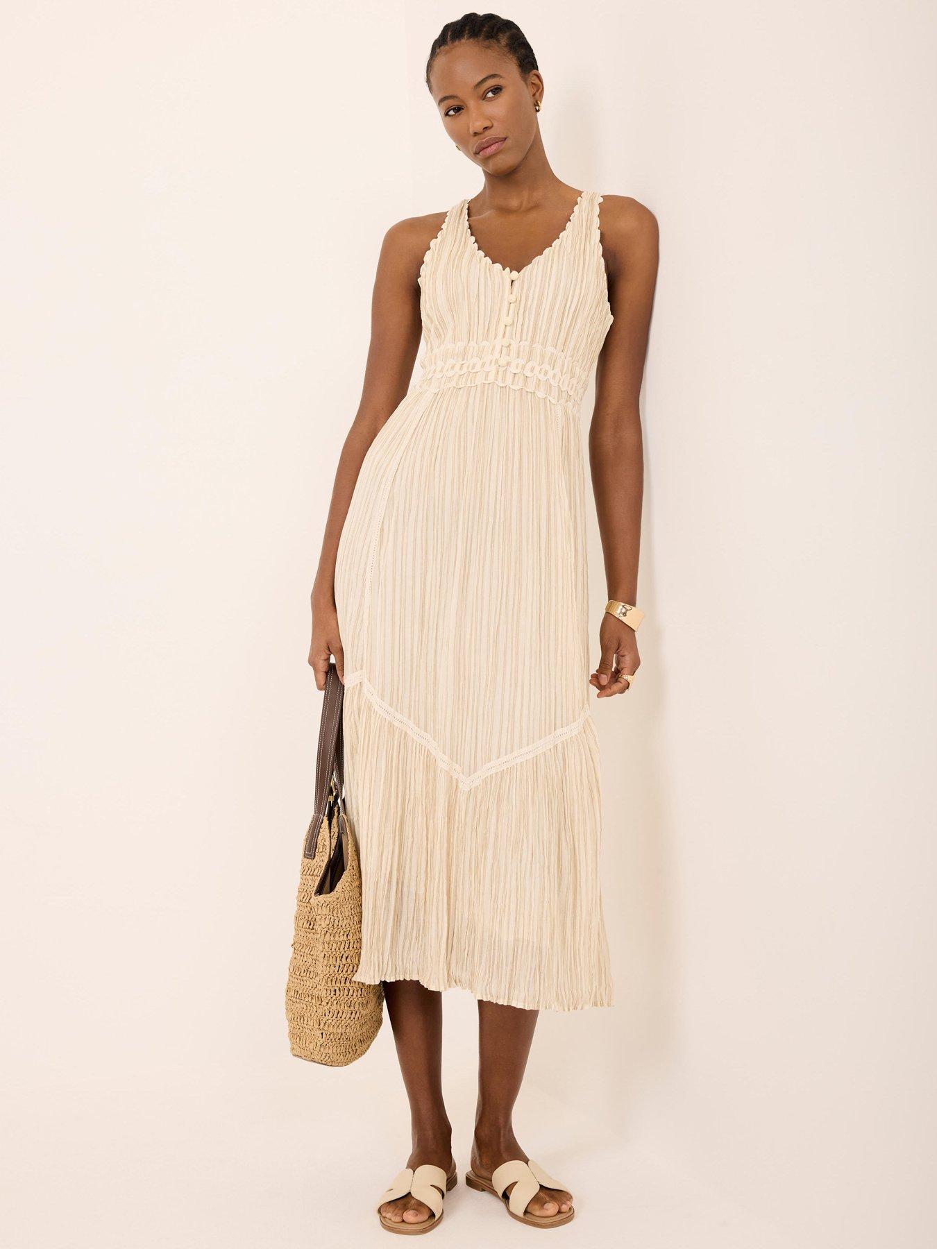  image of mint-velvet-neutral-stripe-midi-dress
