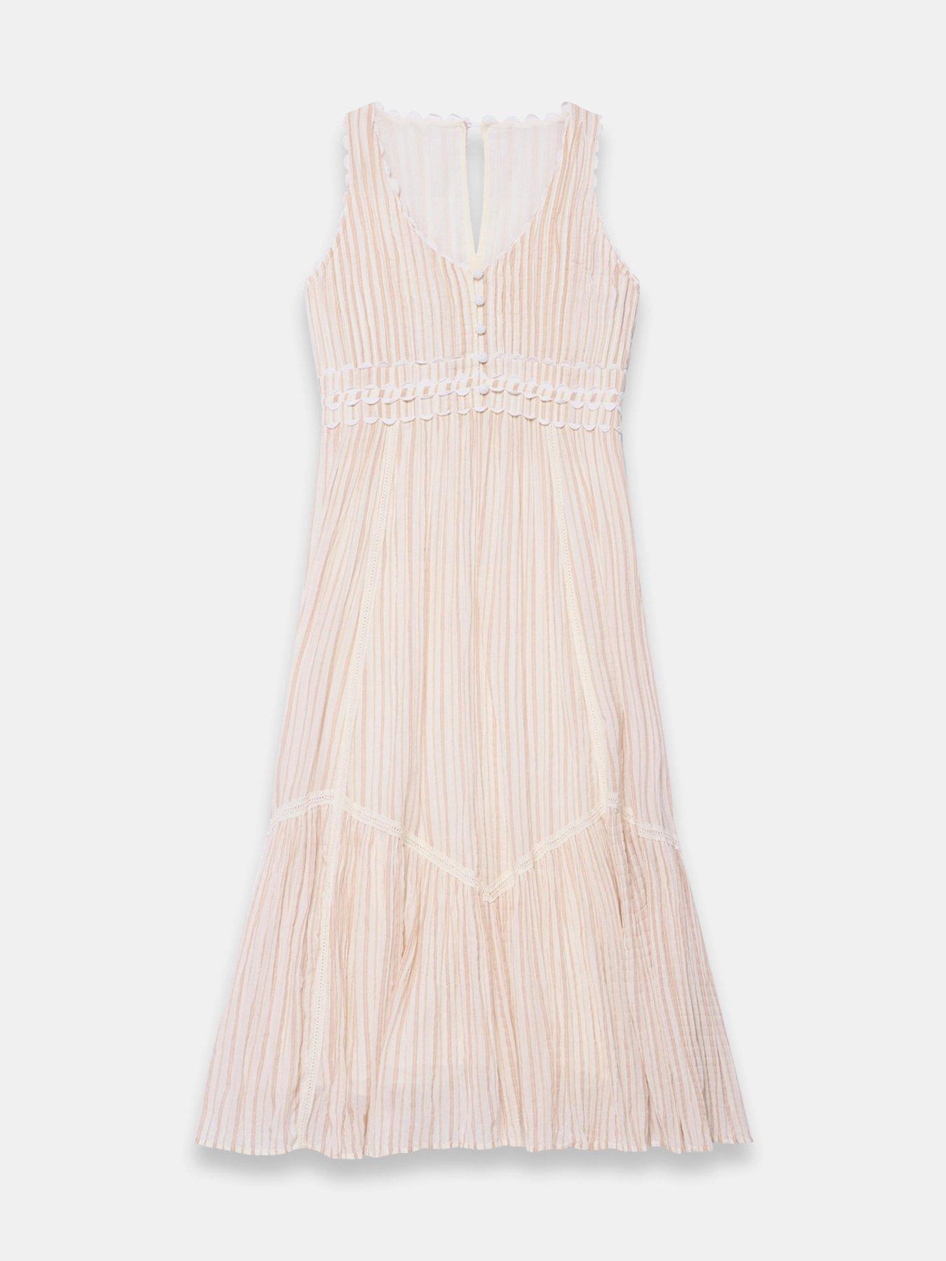  image of mint-velvet-neutral-stripe-midi-dress