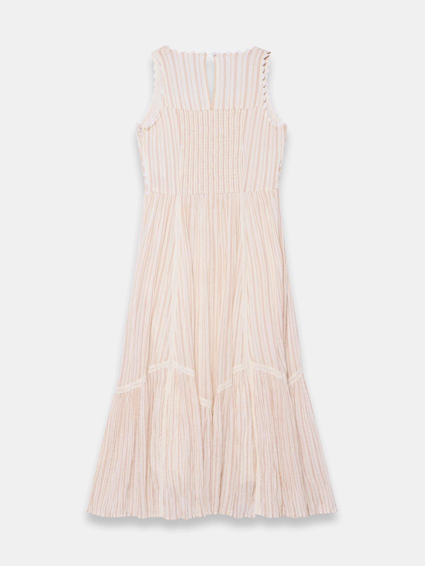  image of mint-velvet-neutral-stripe-midi-dress