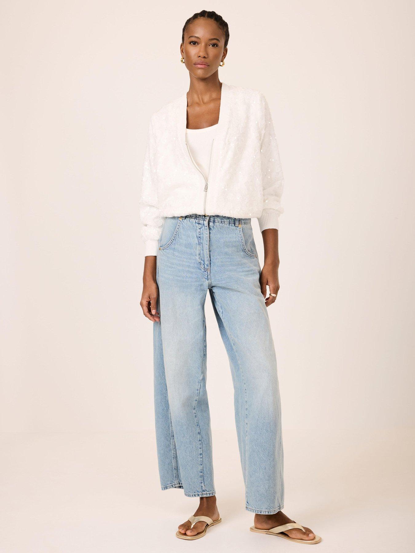 Mint Velvet Sequin Bomber Jacket - White