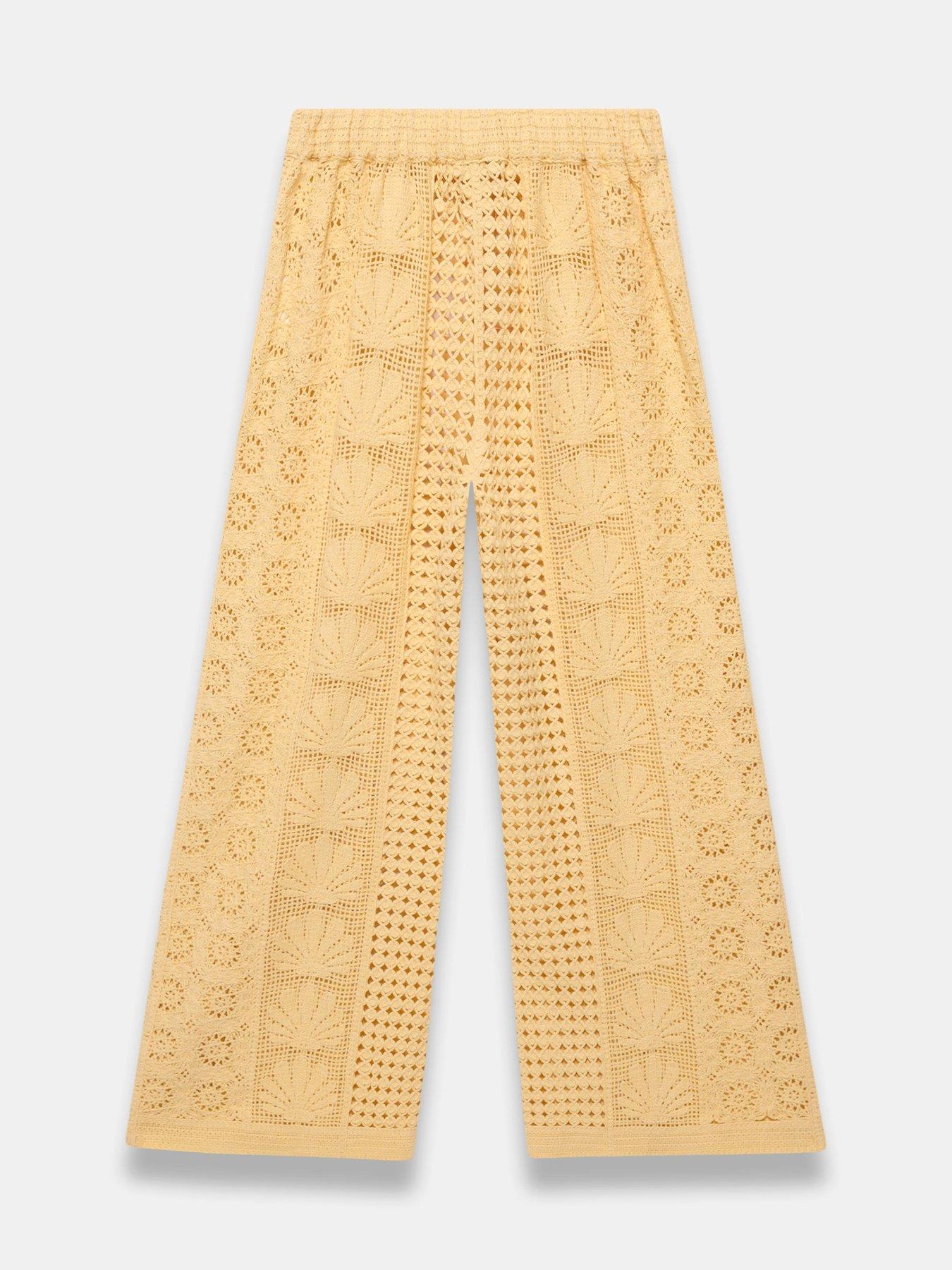 Image 6 of 6 of Mint Velvet Yellow Shell Crochet Trousers