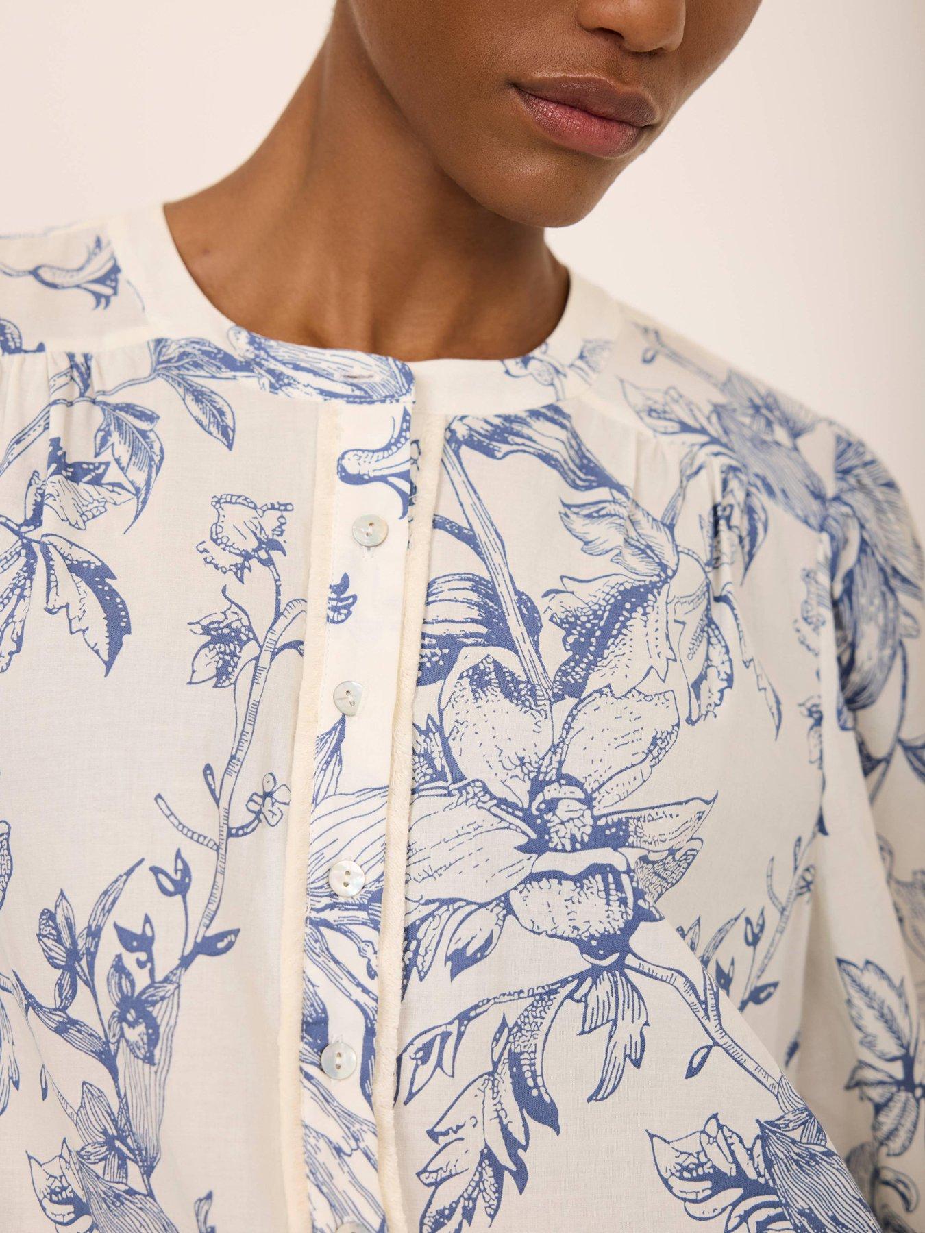 Image 4 of 6 of Mint Velvet Floral Print Blouse - Blue