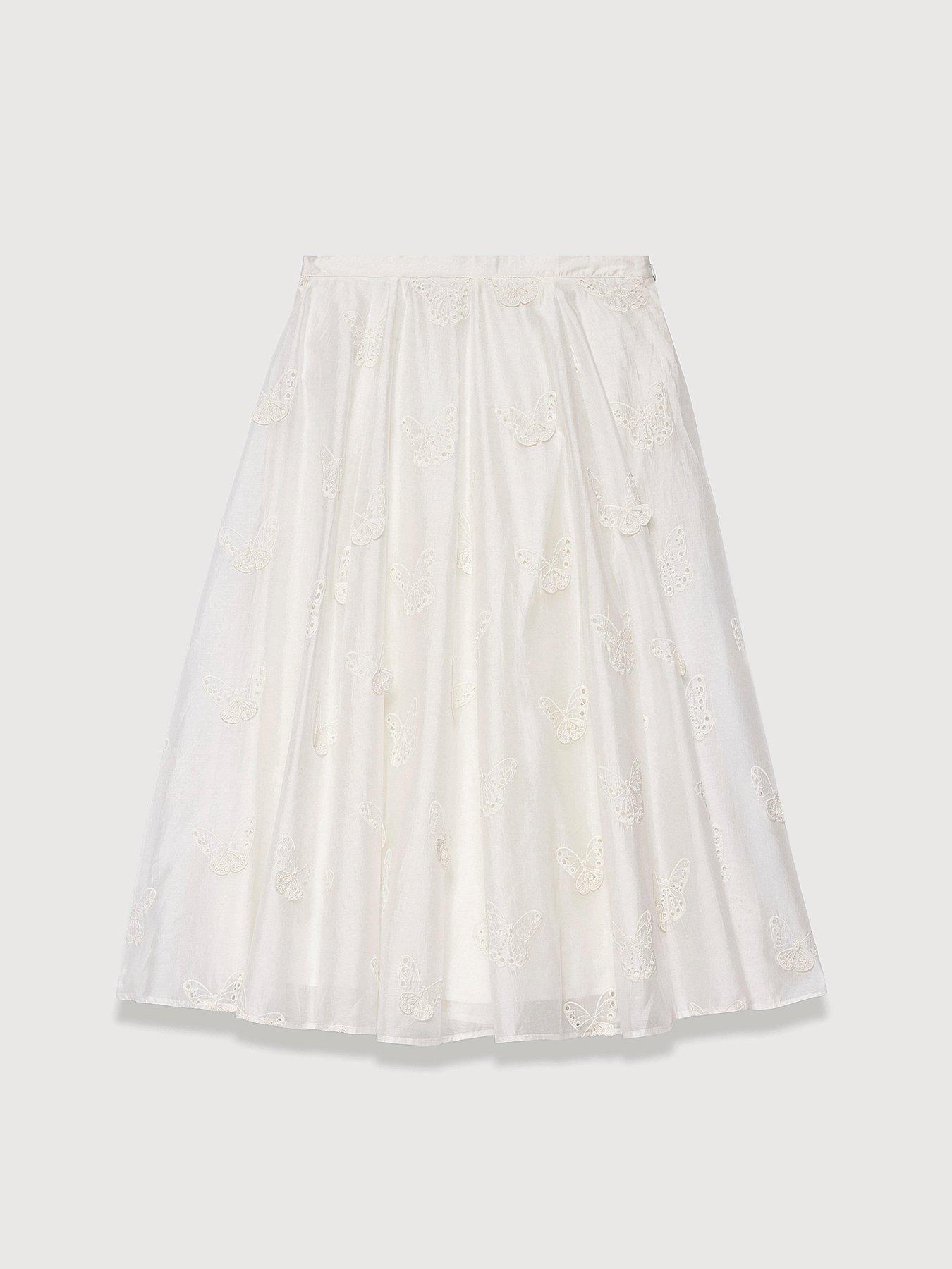 Image 5 of 6 of Mint Velvet Butterfly Embroidered Skirt - White
