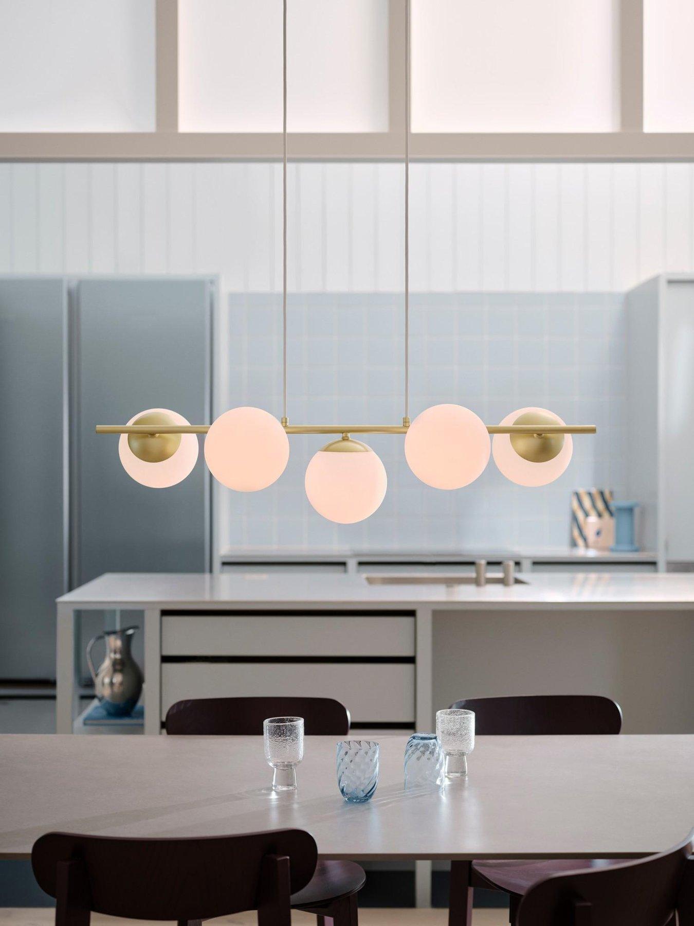 Nordlux Lilly 5-Spot Pendant Light - Brass/Opal