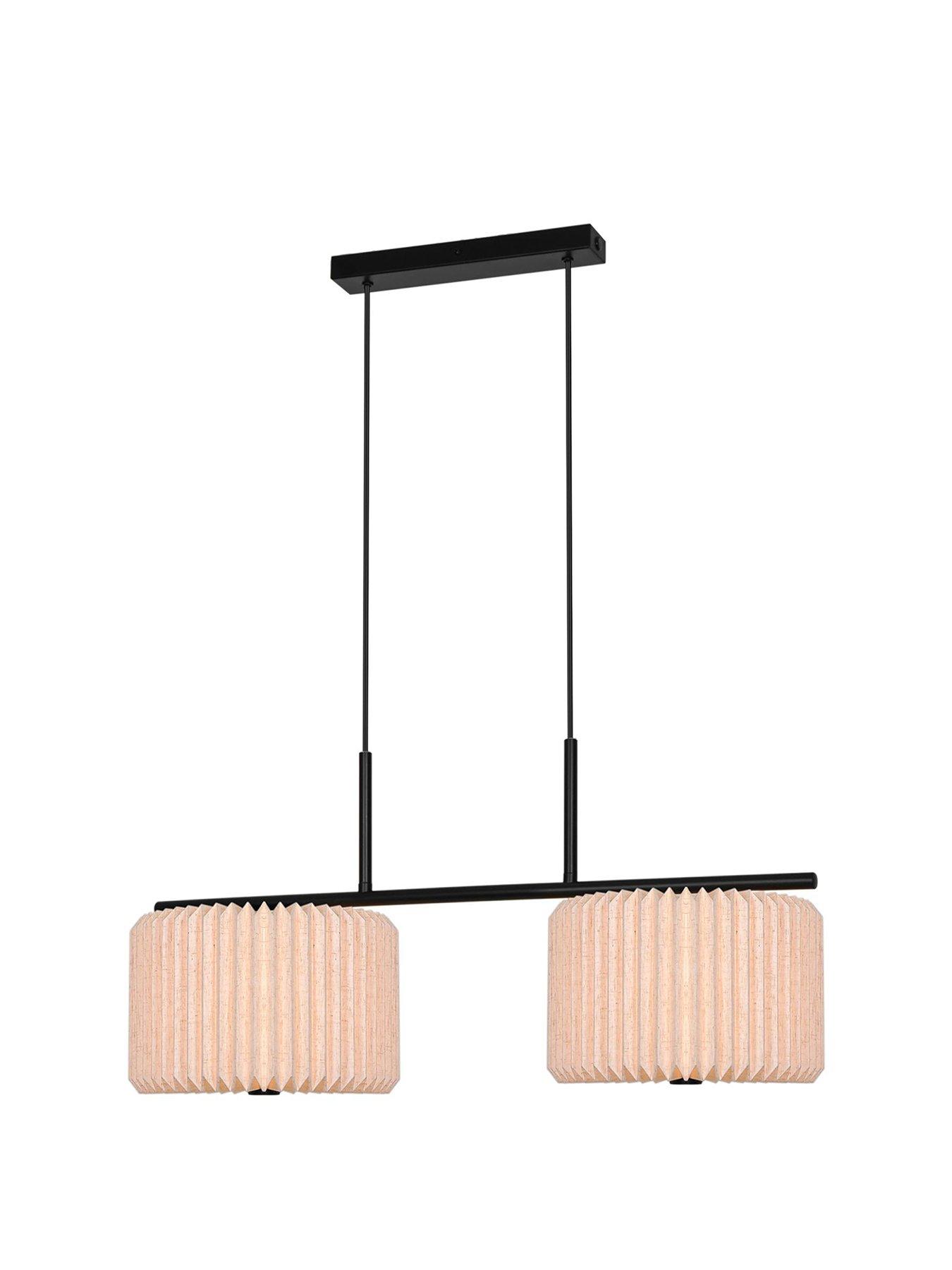 Image 2 of 6 of Nordlux Vivienne Dual Pendant Light Black with Shade Paper and Linen Fabric
