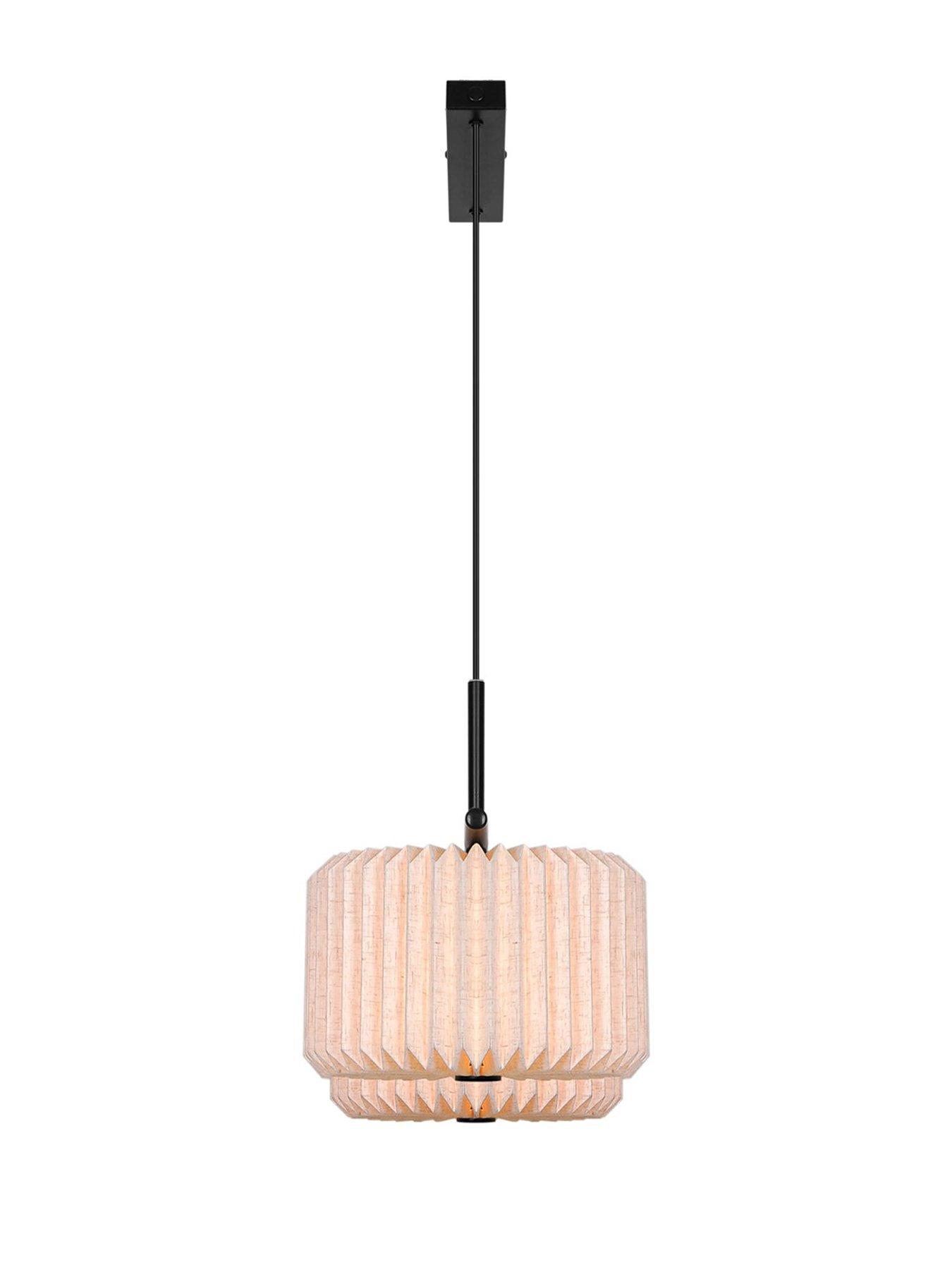 Image 3 of 6 of Nordlux Vivienne Dual Pendant Light Black with Shade Paper and Linen Fabric