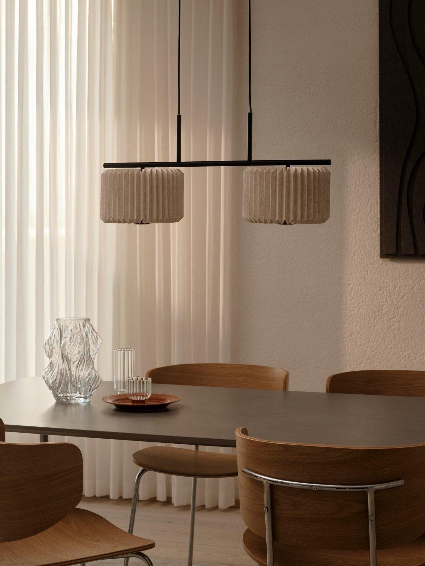 Image 4 of 6 of Nordlux Vivienne Dual Pendant Light Black with Shade Paper and Linen Fabric