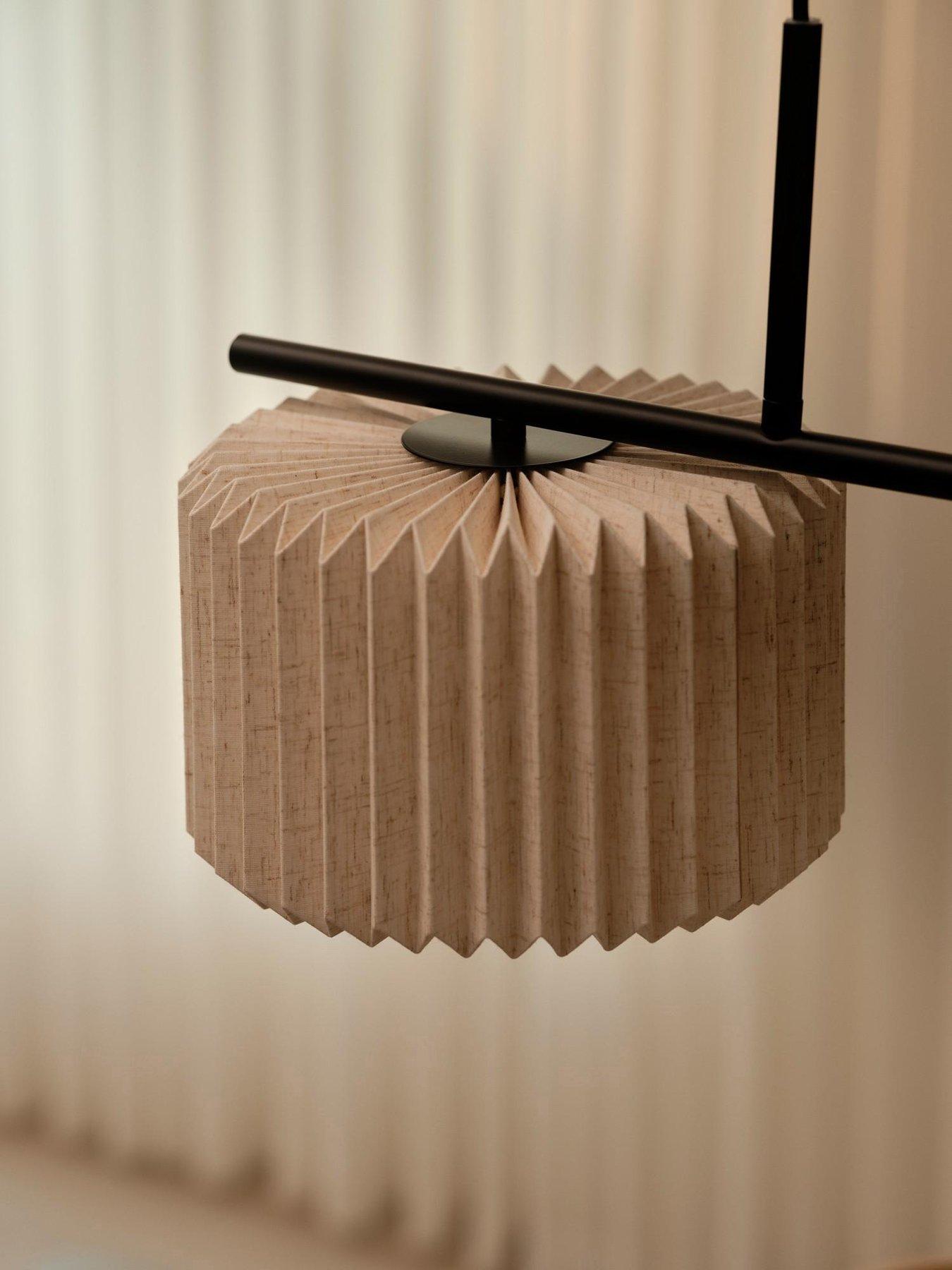 Image 5 of 6 of Nordlux Vivienne Dual Pendant Light Black with Shade Paper and Linen Fabric