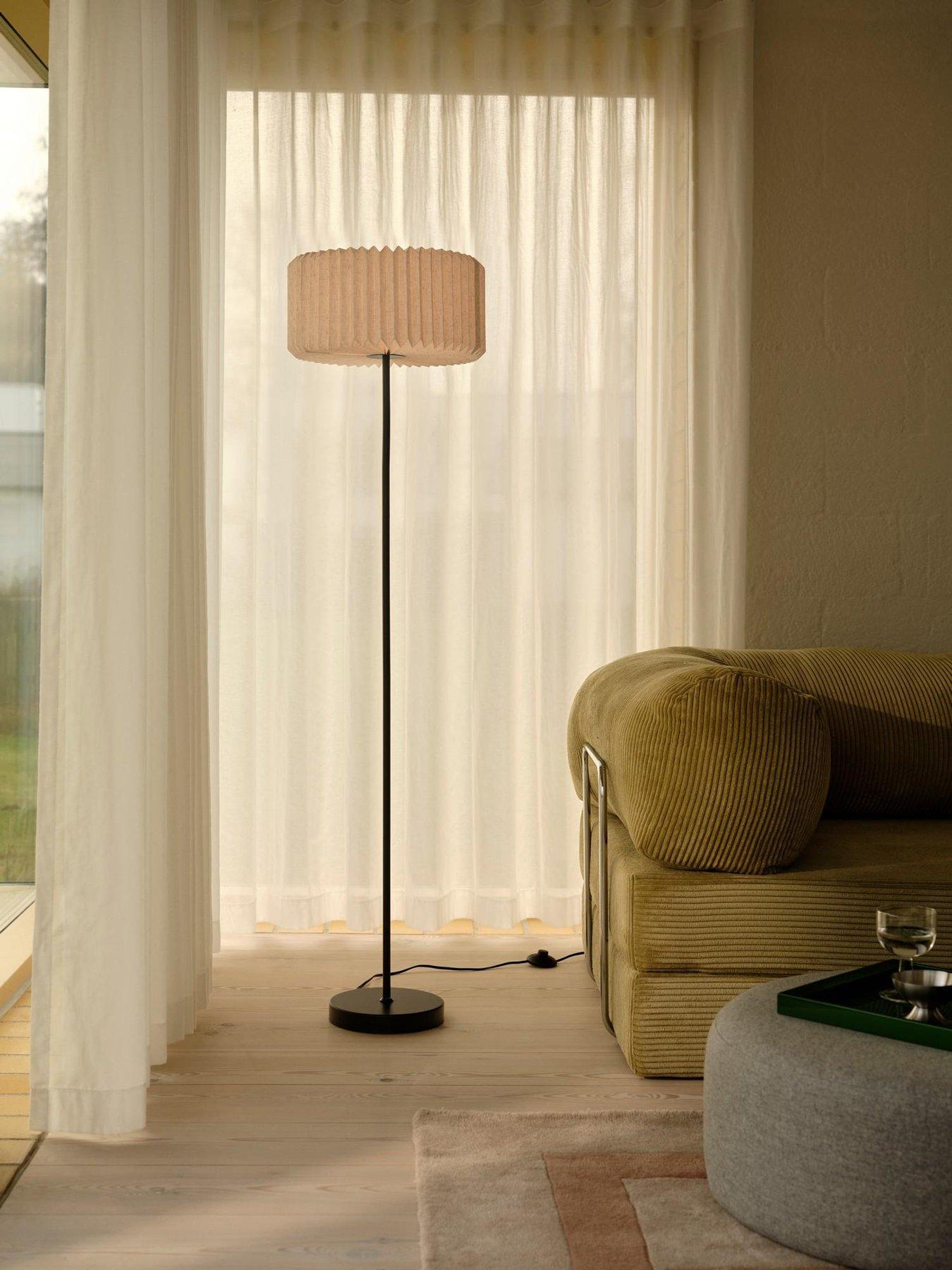Nordlux Vivienne Floor Lamp Black with Shade Paper and Linen Fabric