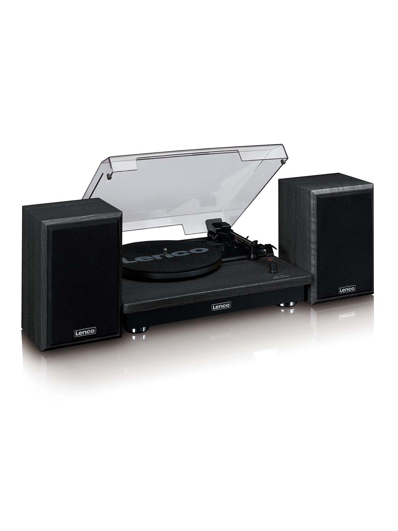  image of lenco-ls-100bk-turntable-and-hi-fi-speakers