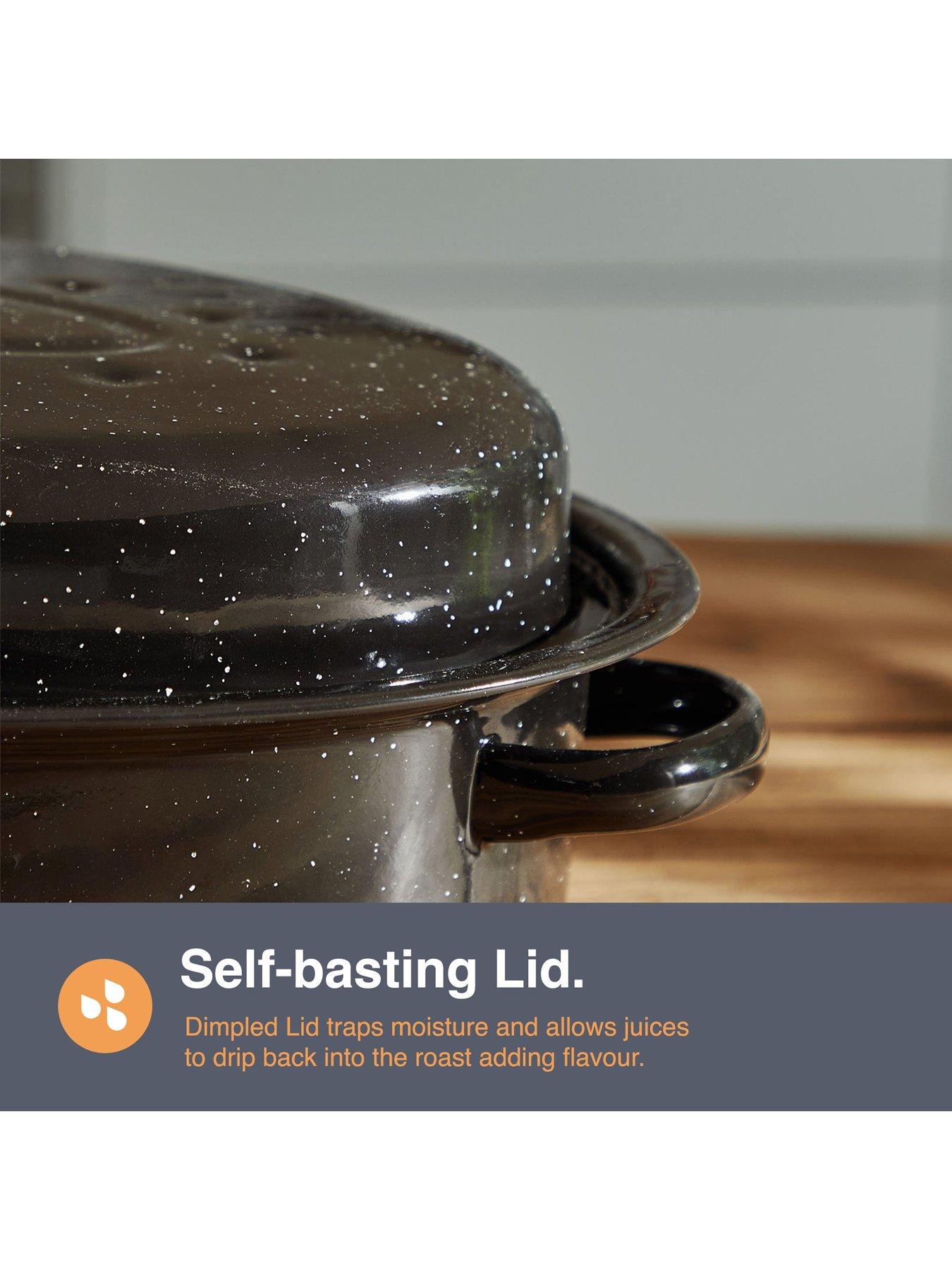 Image 5 of 6 of Vonshef Enamel Self-basting Roasting Tin With Lid