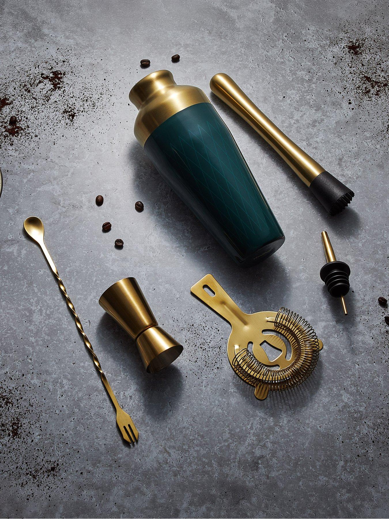 Vonshef Parisian Green And Gold Cocktail Shaker Set - 6 Piece