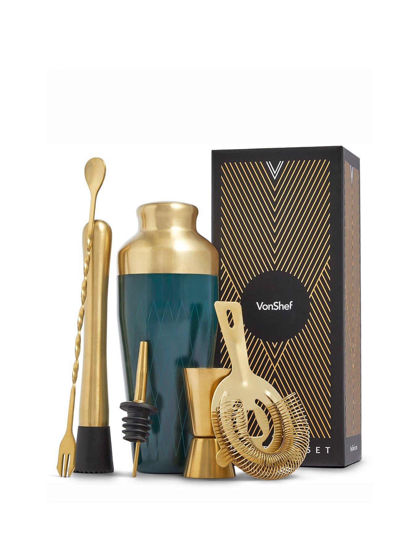 Image 2 of 6 of Vonshef Parisian Green And Gold Cocktail Shaker Set - 6 Piece