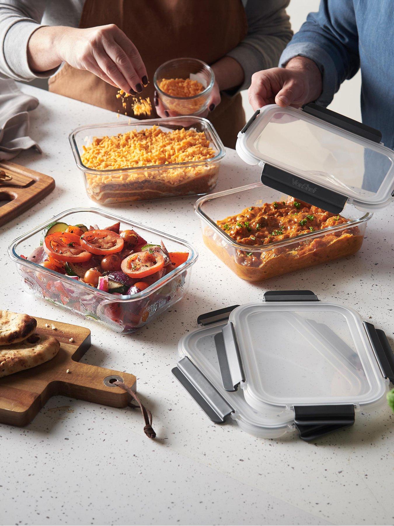 Vonshef Glass Food Storage Containers - 3 Piece Set