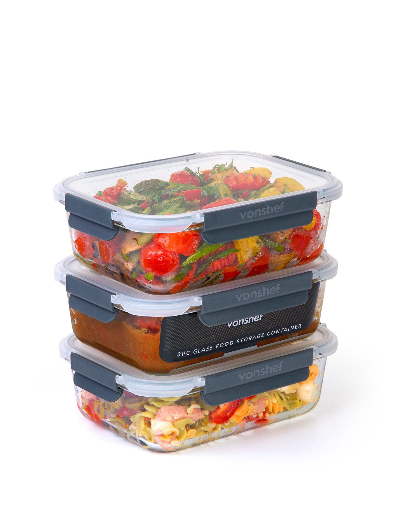 Image 2 of 7 of Vonshef Glass Food Storage Containers - 3 Piece Set