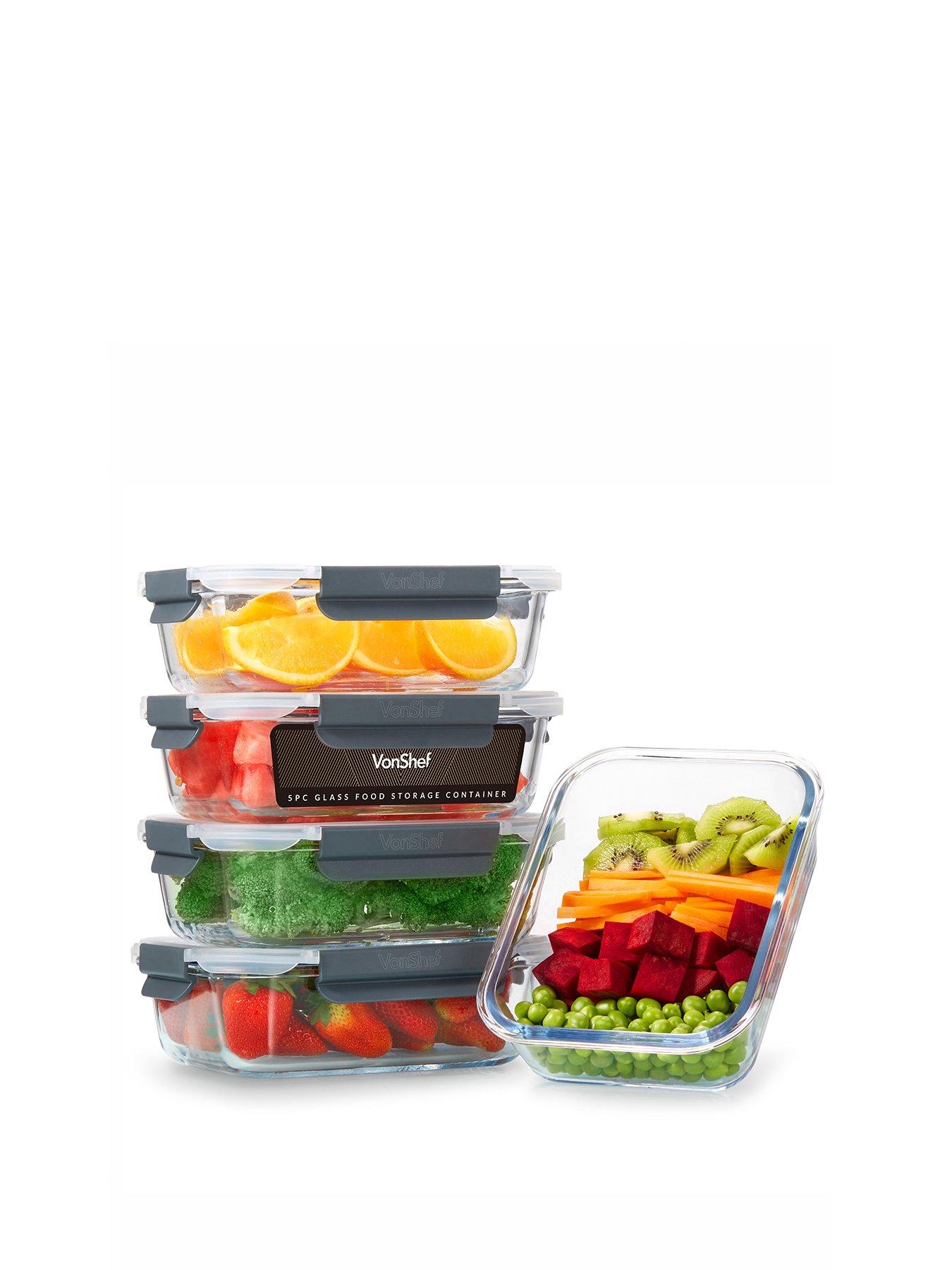 Image 2 of 8 of Vonshef Glass Food Storage Containers - 5 Piece Set
