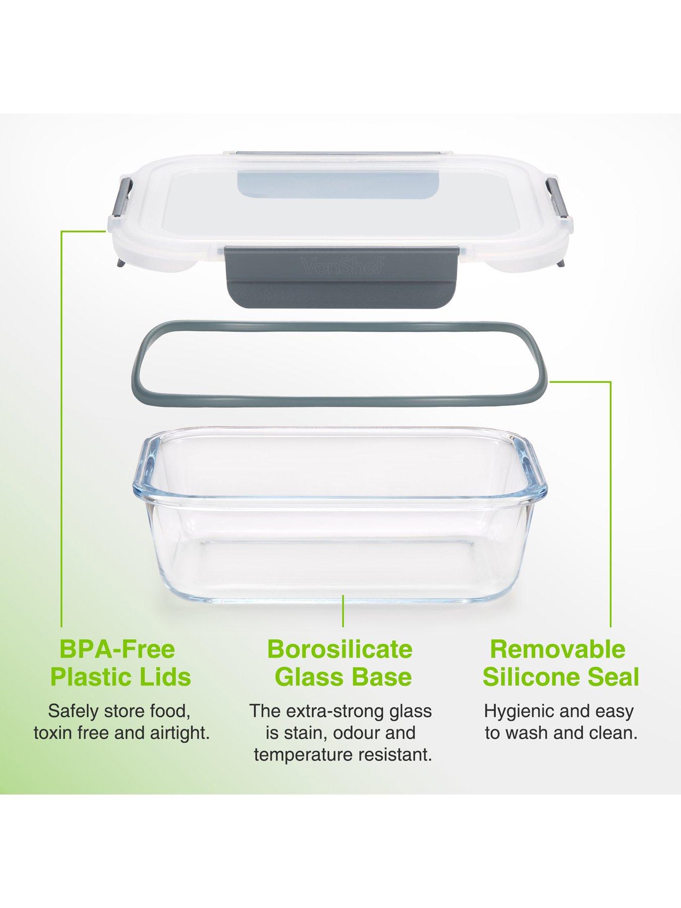 Image 6 of 8 of Vonshef Glass Food Storage Containers - 5 Piece Set
