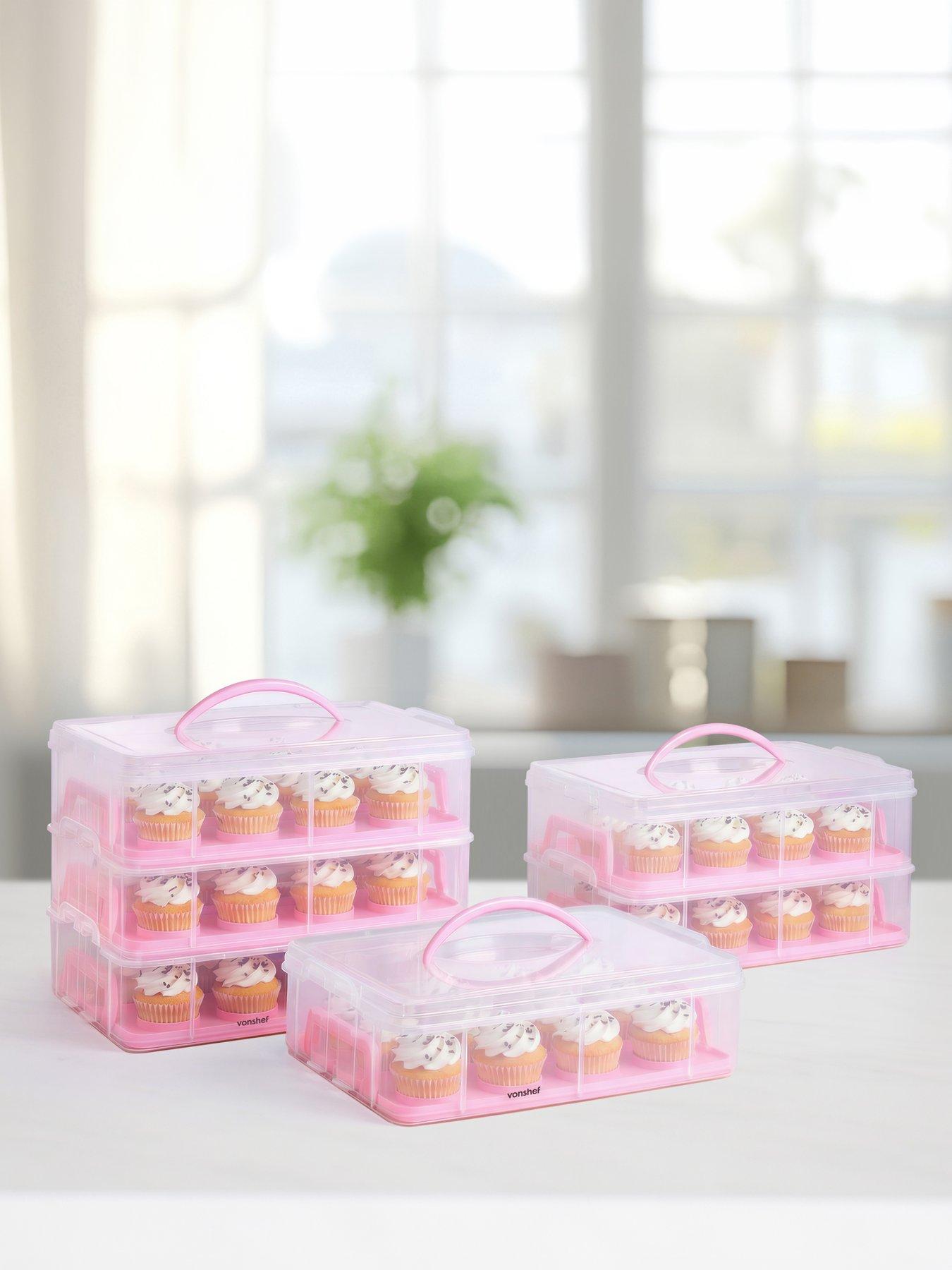 vonshef-3-tier-cupcake-carrier-pink