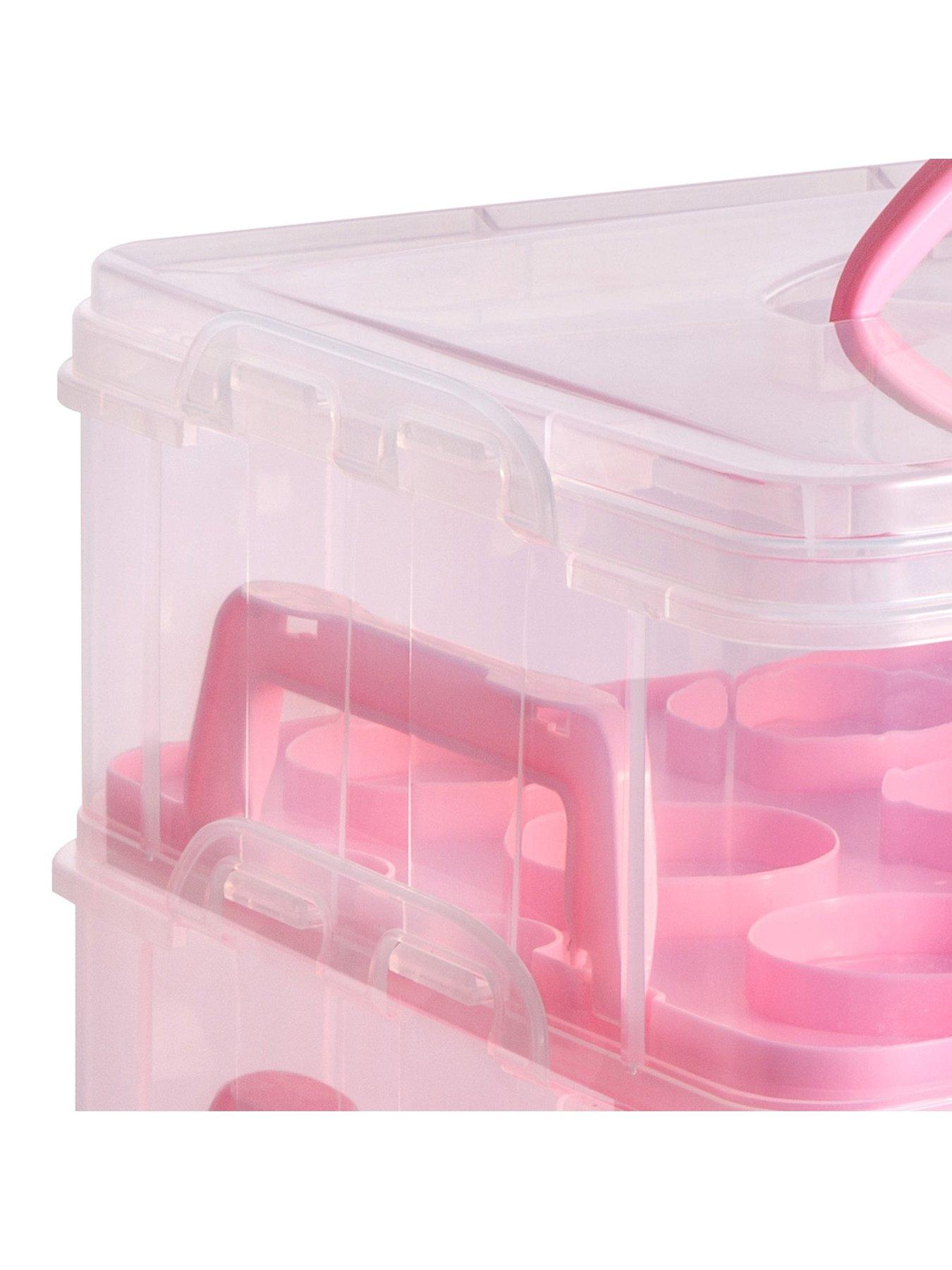 Image 6 of 7 of Vonshef 3 Tier Cupcake Carrier Pink
