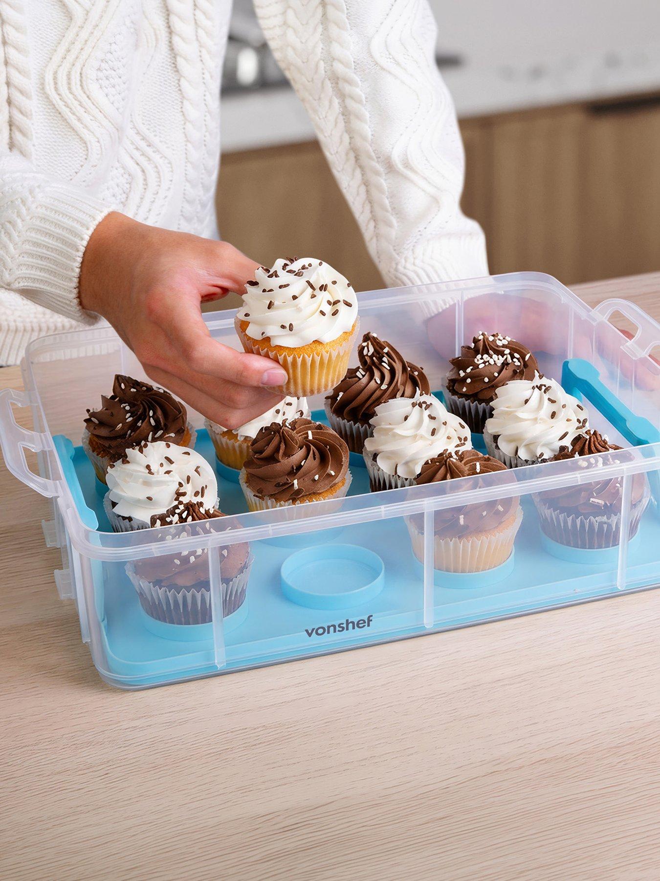 Vonshef 3 Tier Cupcake Carrier Blue