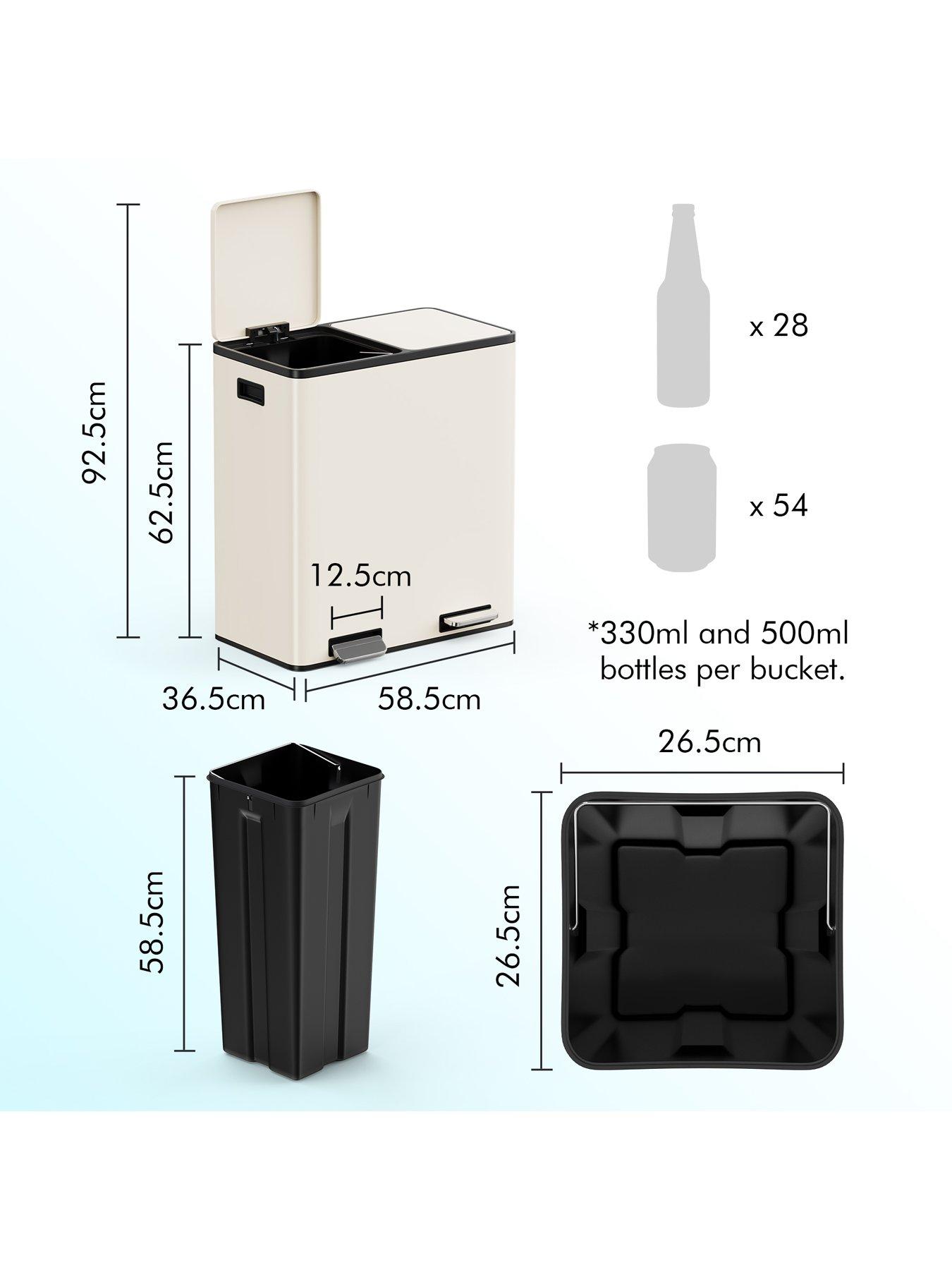 Image 4 of 8 of Vonhaus Matte Cream Double Bin - 60l