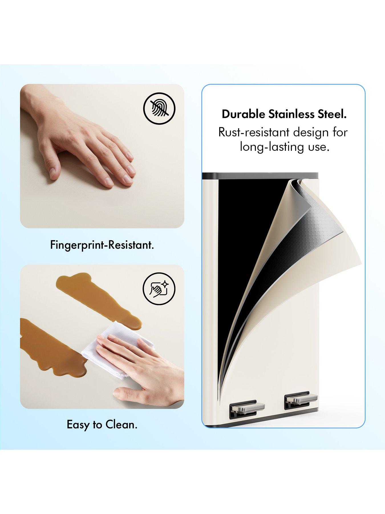 Image 5 of 8 of Vonhaus Matte Cream Double Bin - 60l