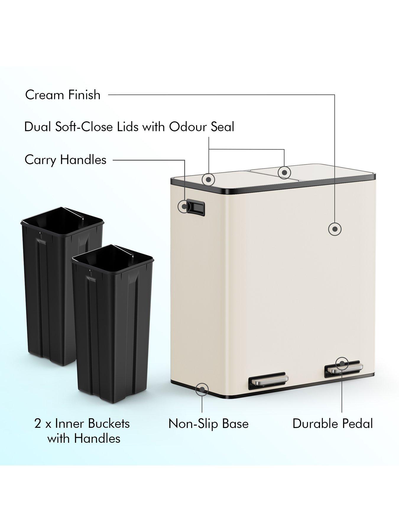 Image 6 of 8 of Vonhaus Matte Cream Double Bin - 60l