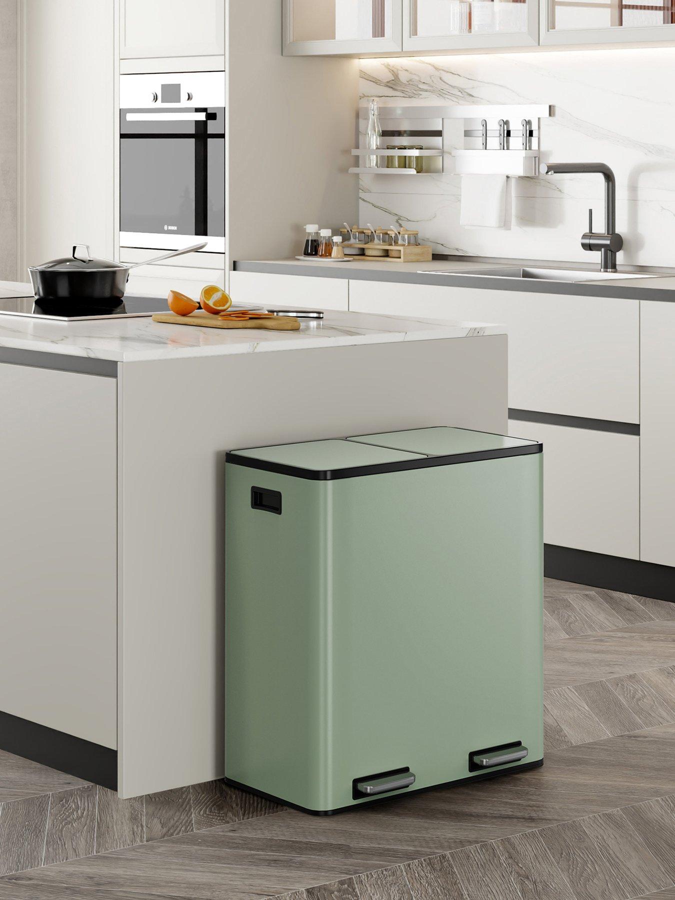 Vonhaus Matte Sage Green Double Bin - 60l