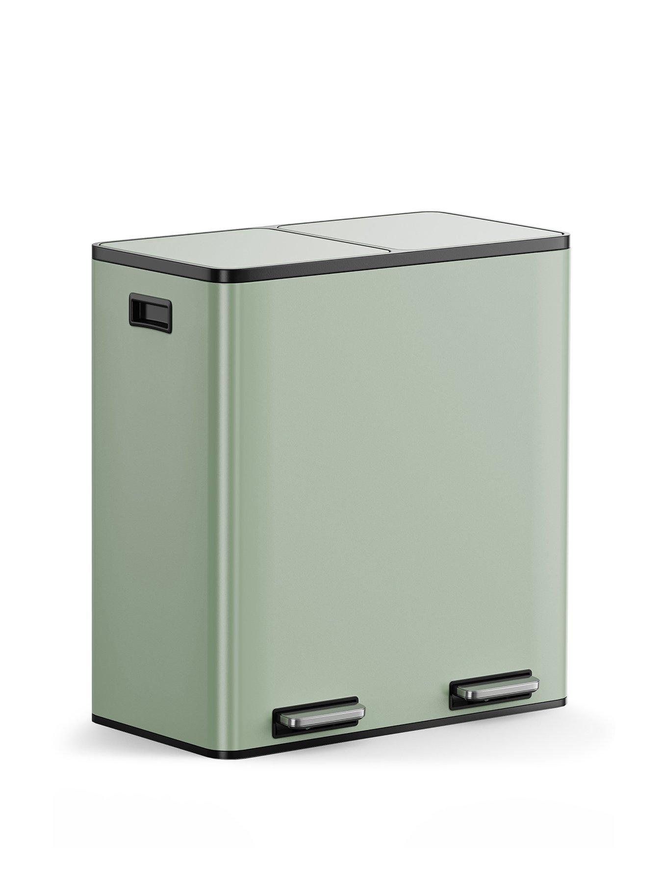 Image 2 of 8 of Vonhaus Matte Sage Green Double Bin - 60l