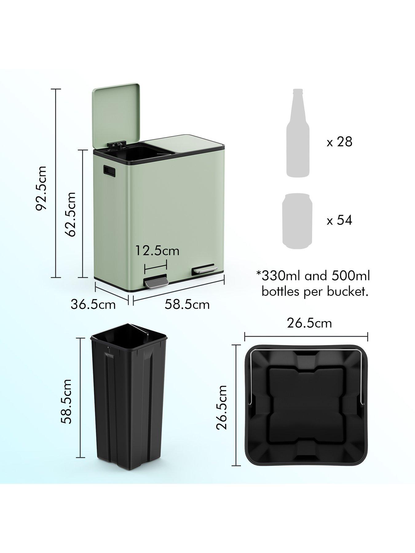 Image 3 of 8 of Vonhaus Matte Sage Green Double Bin - 60l