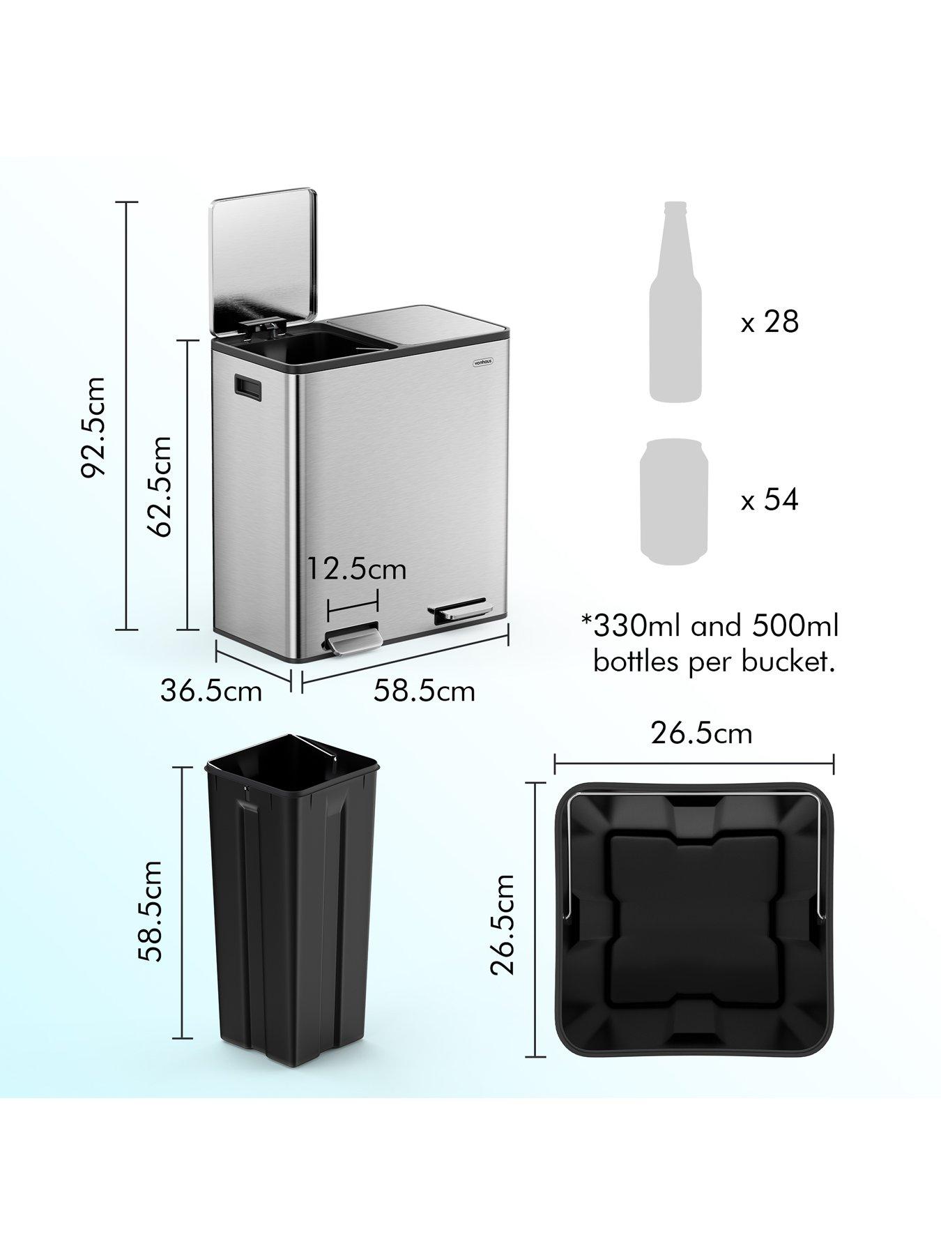 Image 3 of 8 of Vonhaus Stainless Steel Double Bin - 60l
