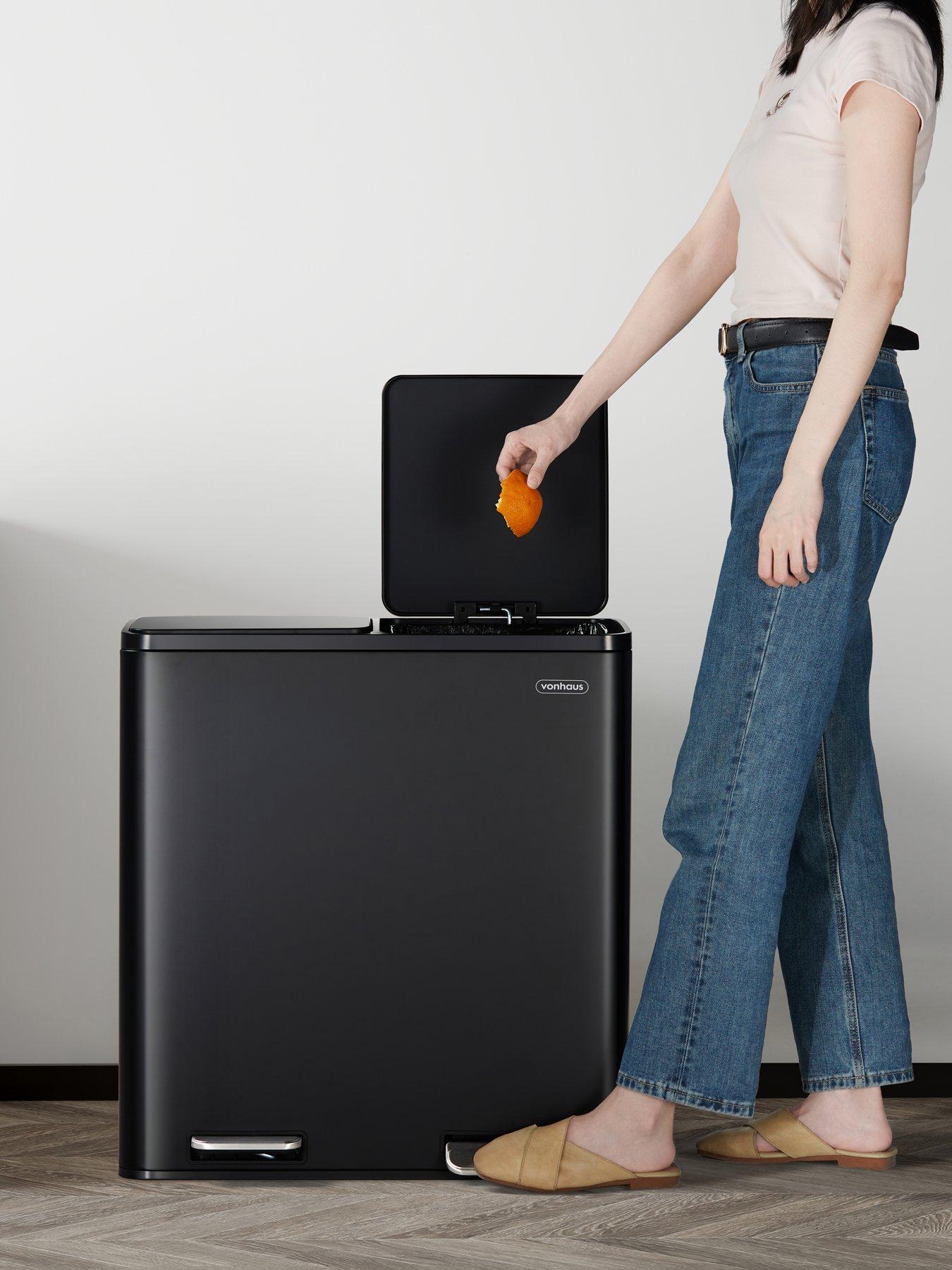 Vonhaus Matte Black Double Bin - 60l