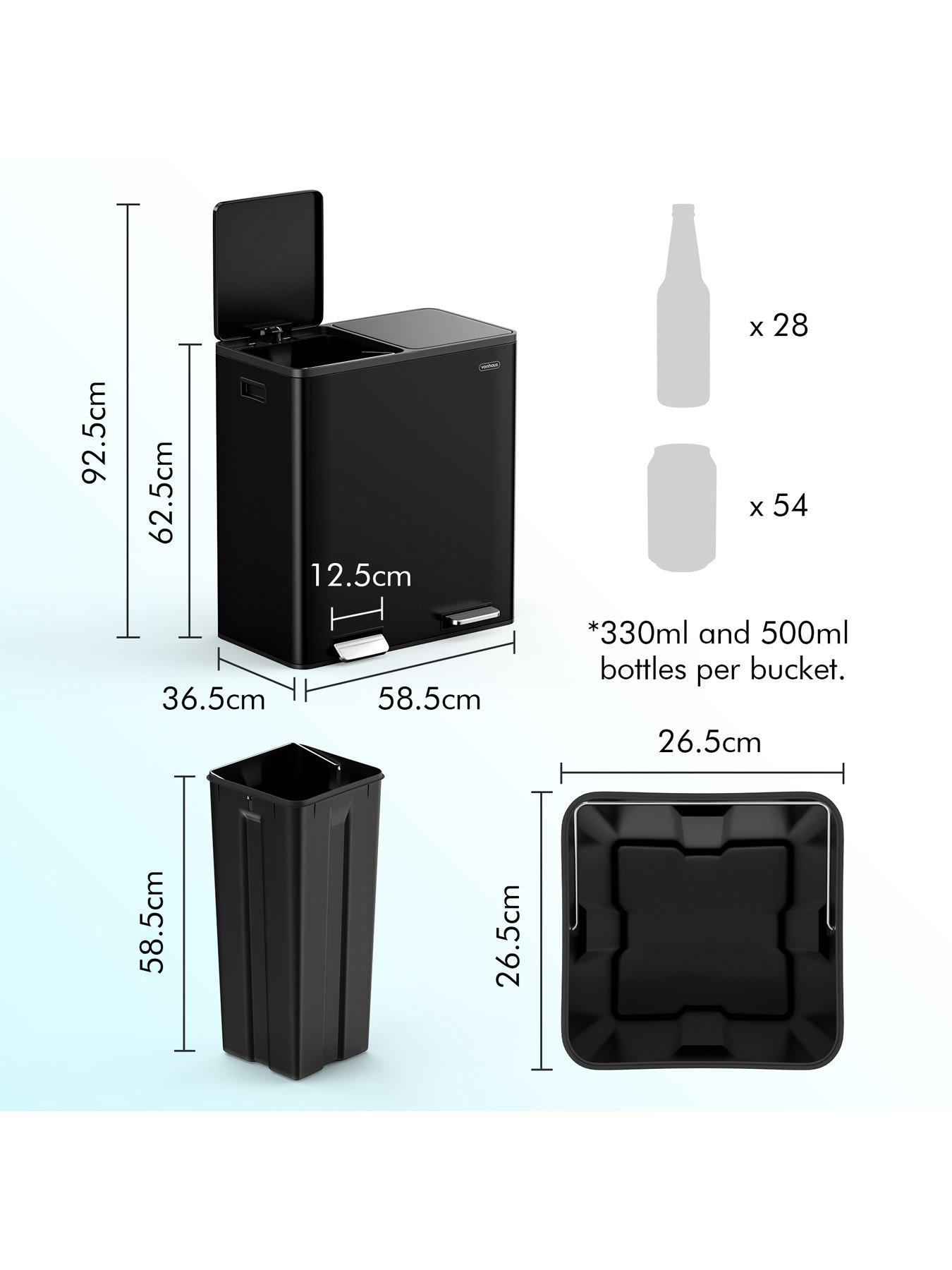 Image 3 of 8 of Vonhaus Matte Black Double Bin - 60l