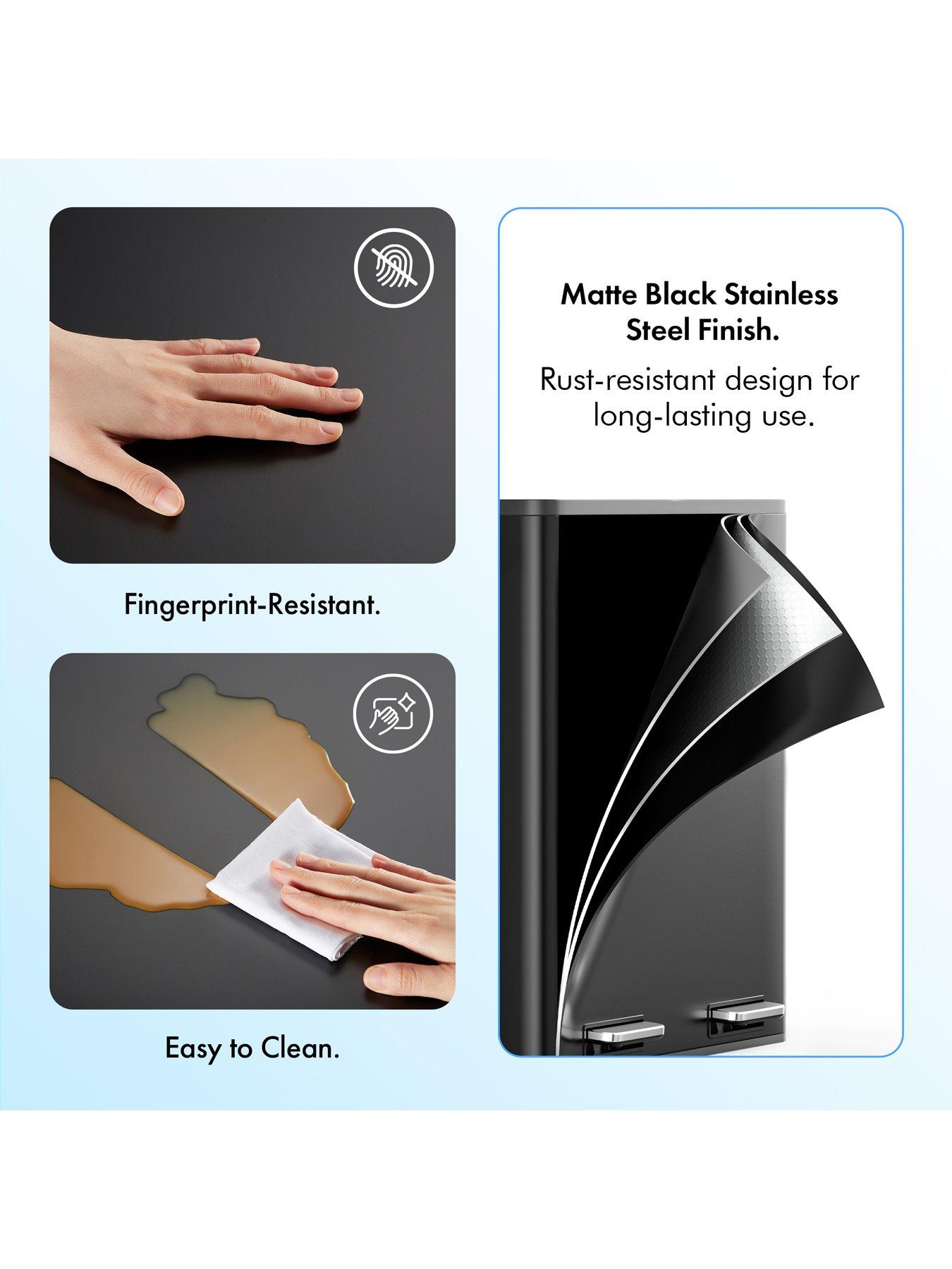 Image 4 of 8 of Vonhaus Matte Black Double Bin - 60l