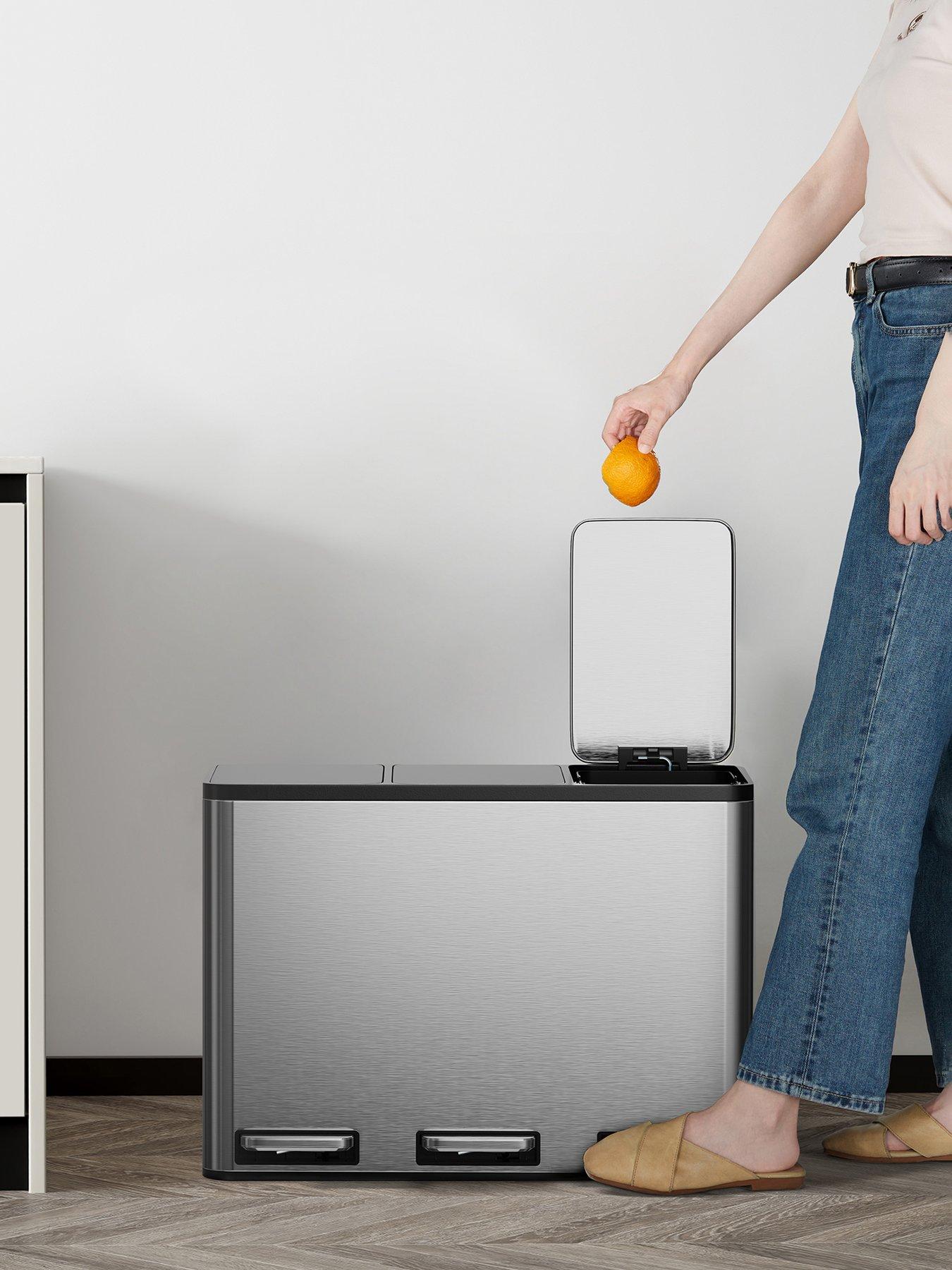  image of vonhaus-stainless-steel-triple-bin-45l