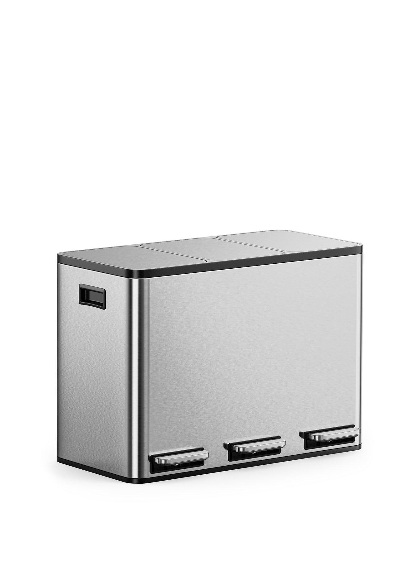  image of vonhaus-stainless-steel-triple-bin-45l