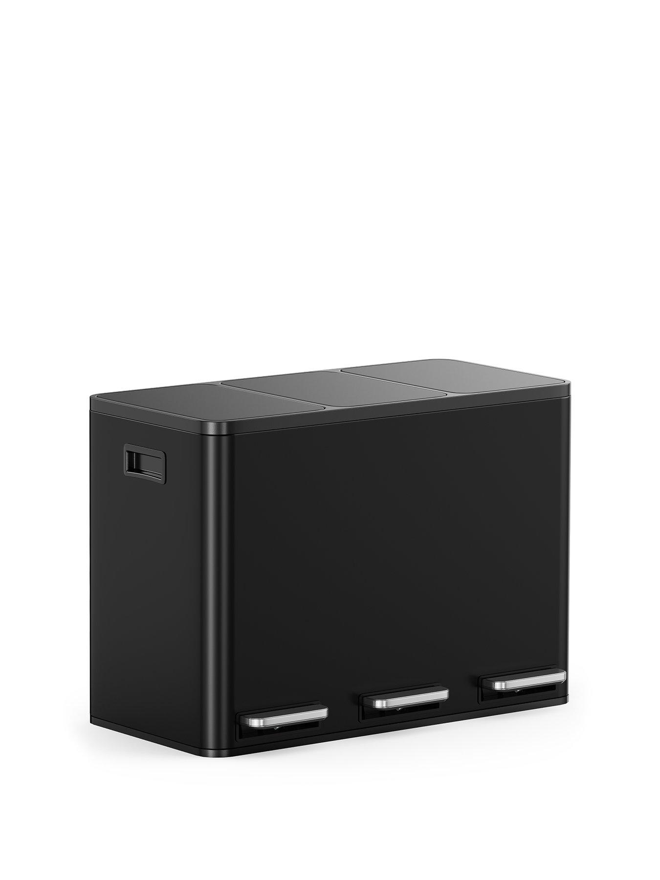 Image 2 of 7 of Vonhaus Matte Black Triple Bin - 45l