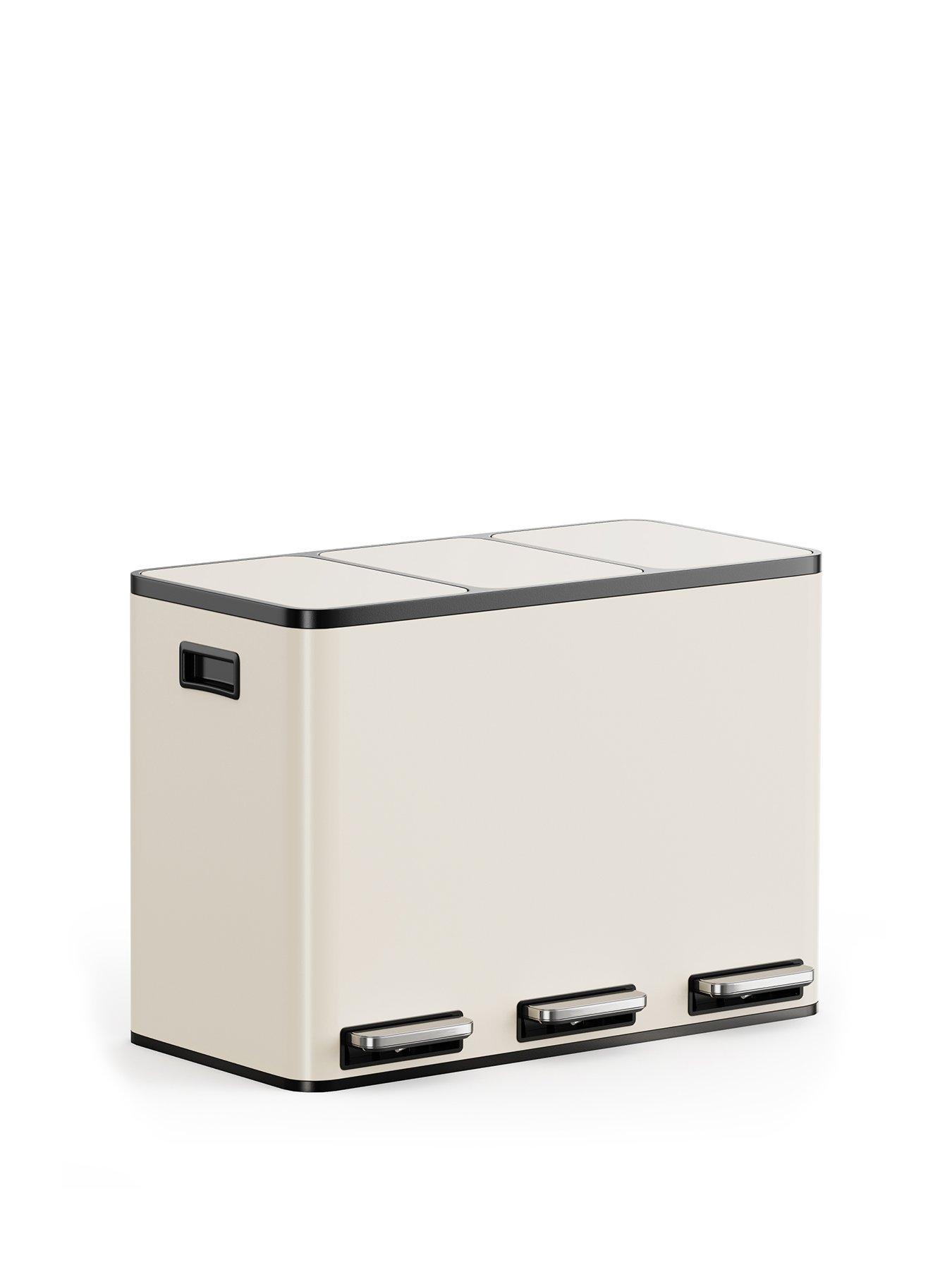 Image 2 of 7 of Vonhaus Matte Cream Triple Bin - 45l