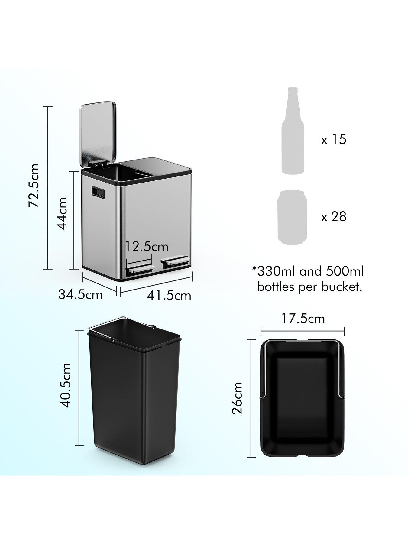 Image 3 of 8 of Vonhaus Stainless Steel Double Bin - 30l