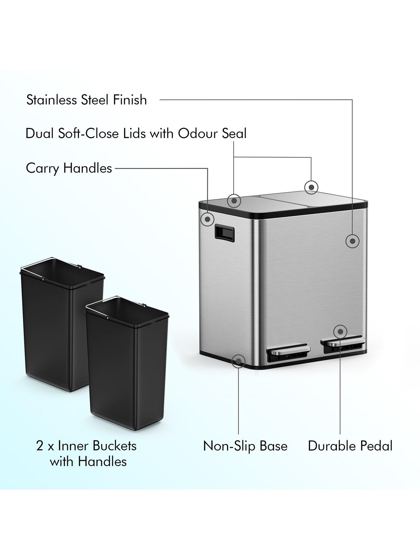 Image 5 of 8 of Vonhaus Stainless Steel Double Bin - 30l