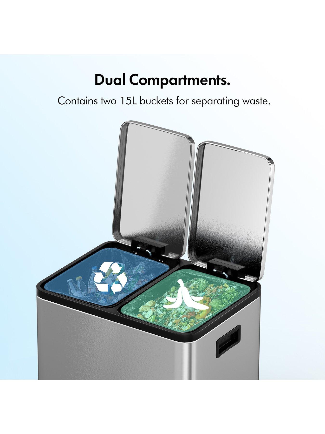 Image 6 of 8 of Vonhaus Stainless Steel Double Bin - 30l