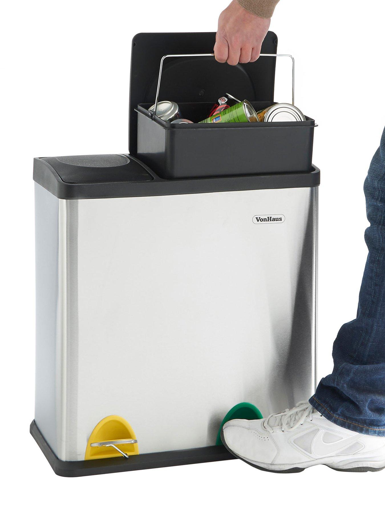 Image 3 of 6 of Vonhaus Double Compartment Pedal Recycling Bin - 36l