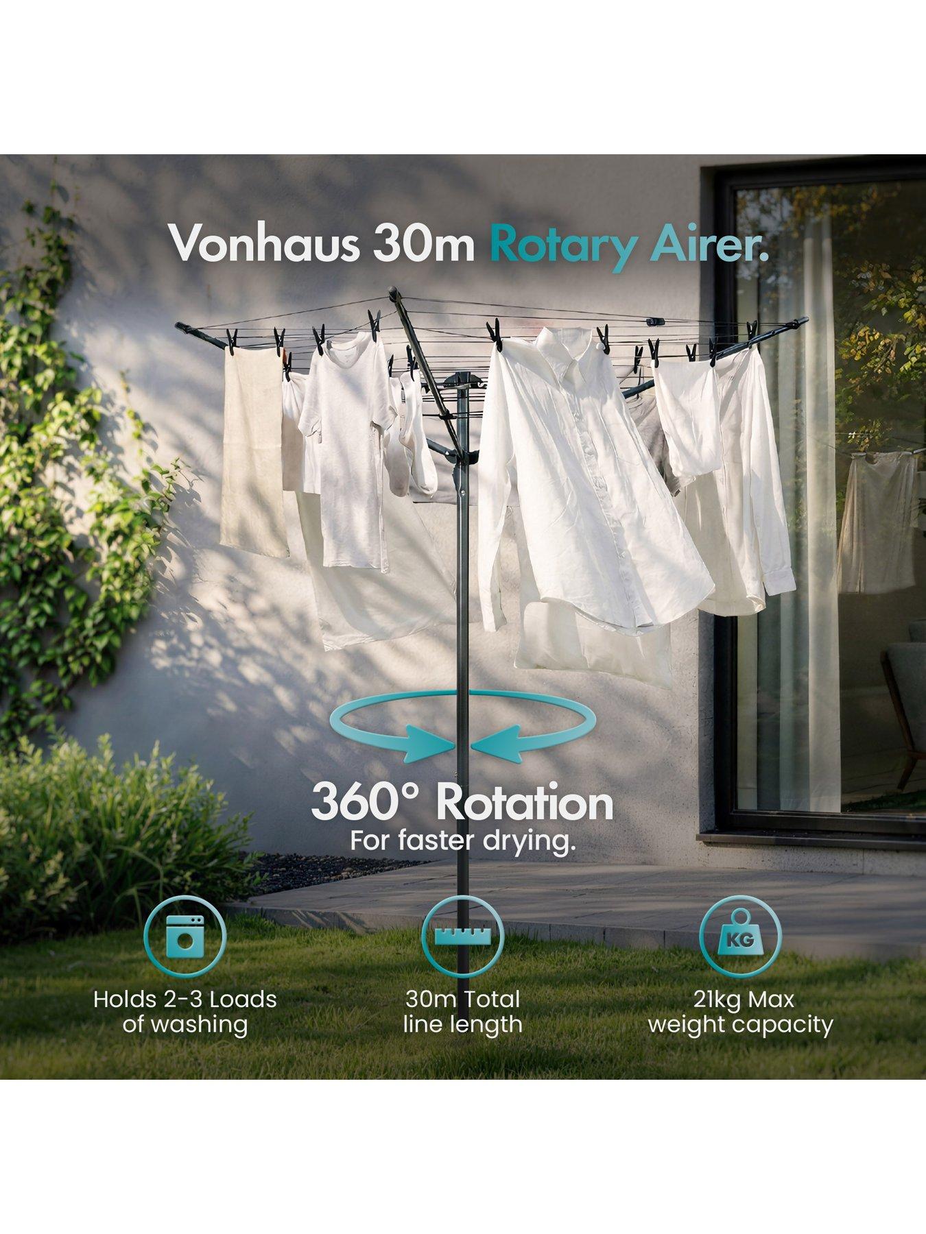 Image 3 of 7 of Vonhaus 30m Rotary Washing Line Set
