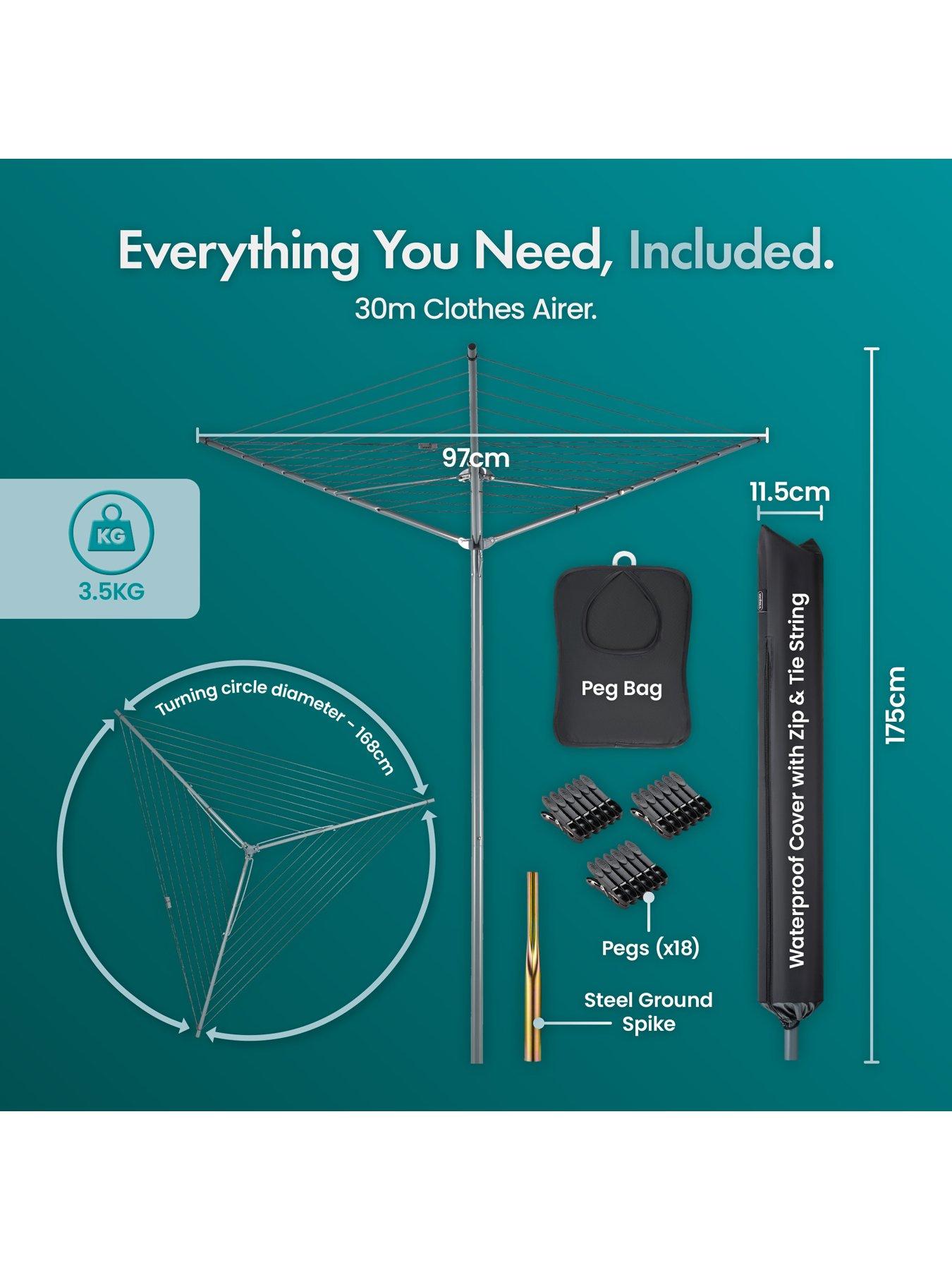 Image 5 of 7 of Vonhaus 30m Rotary Washing Line Set