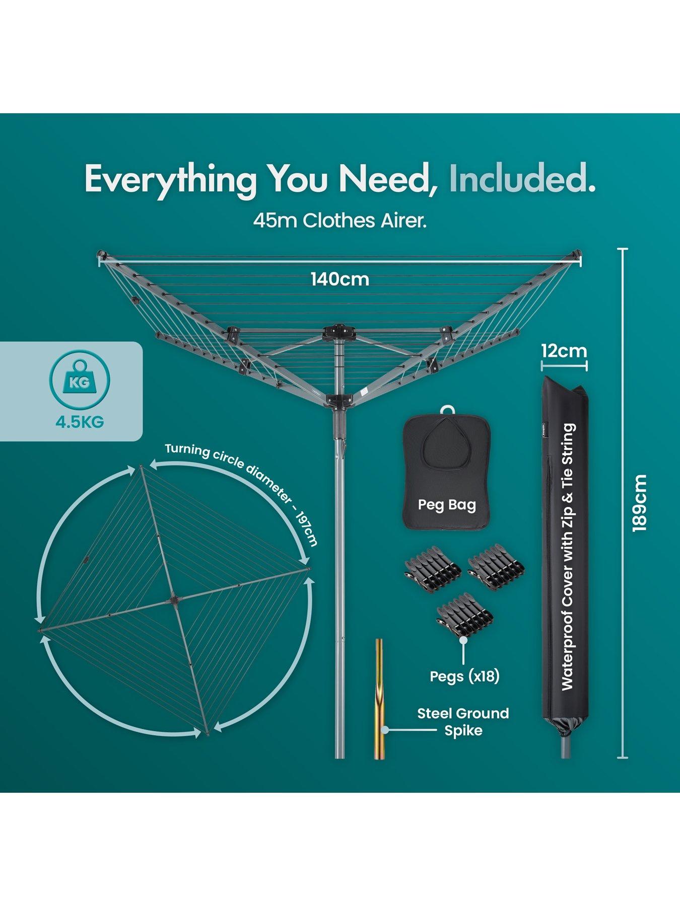 Image 6 of 7 of Vonhaus 45m Rotary Washing Line Set