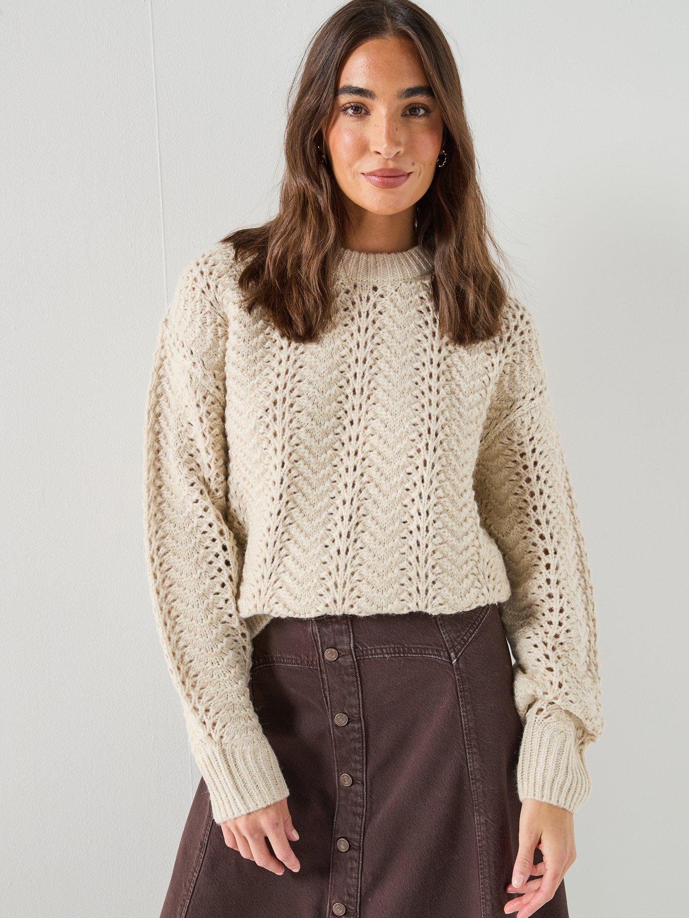Image 4 of 5 of Levi's Womens Pointelle Crew Neck Long Sleeve Jumper - Cream